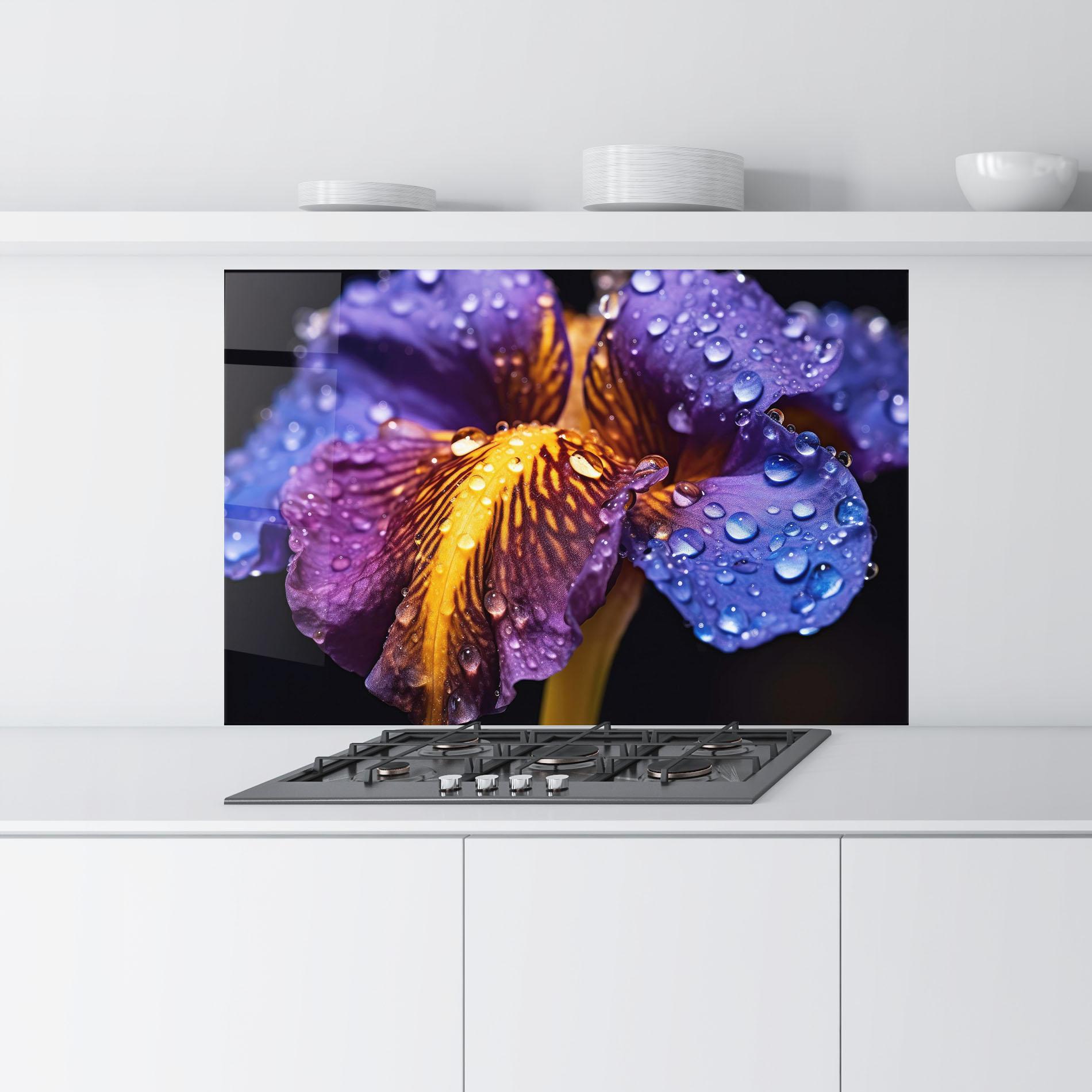 Konyhai üveg hátfal Close Up Iris After Rain mockup 9