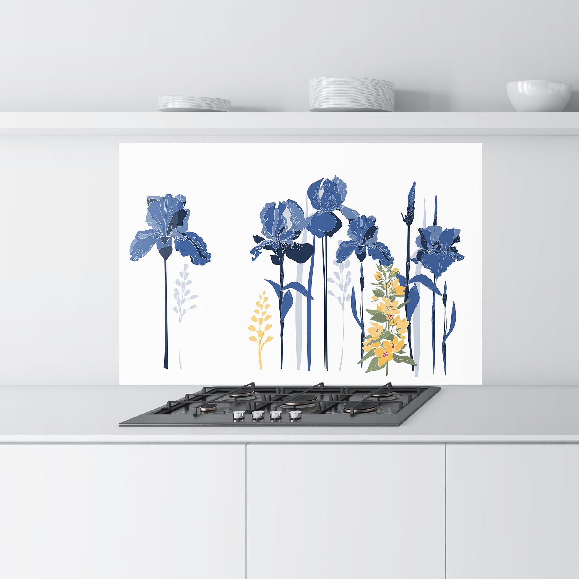 Konyhai üveg hátfal Iris Blue Art mockup 9