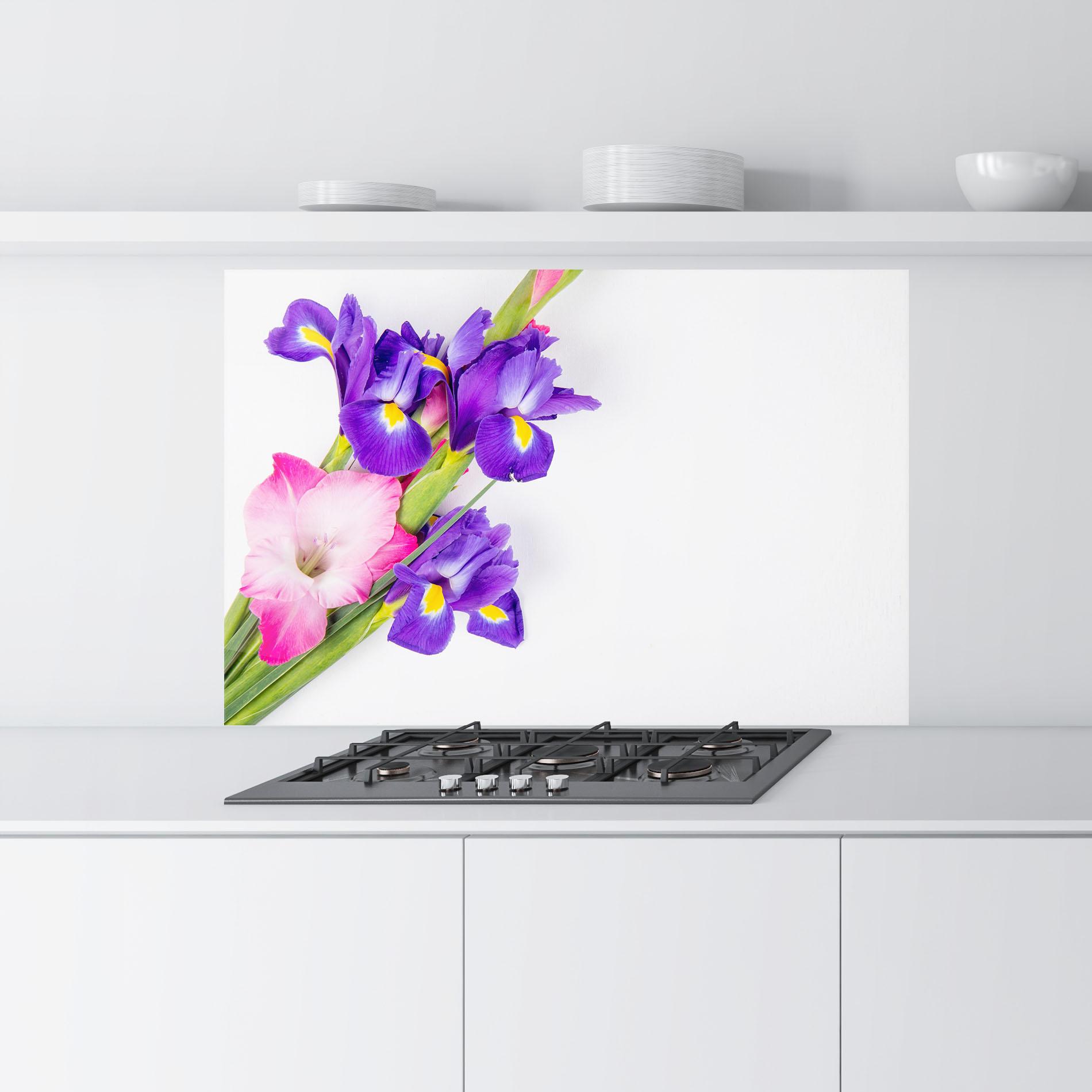 Konyhai üveg hátfal Iris On The Table mockup 9