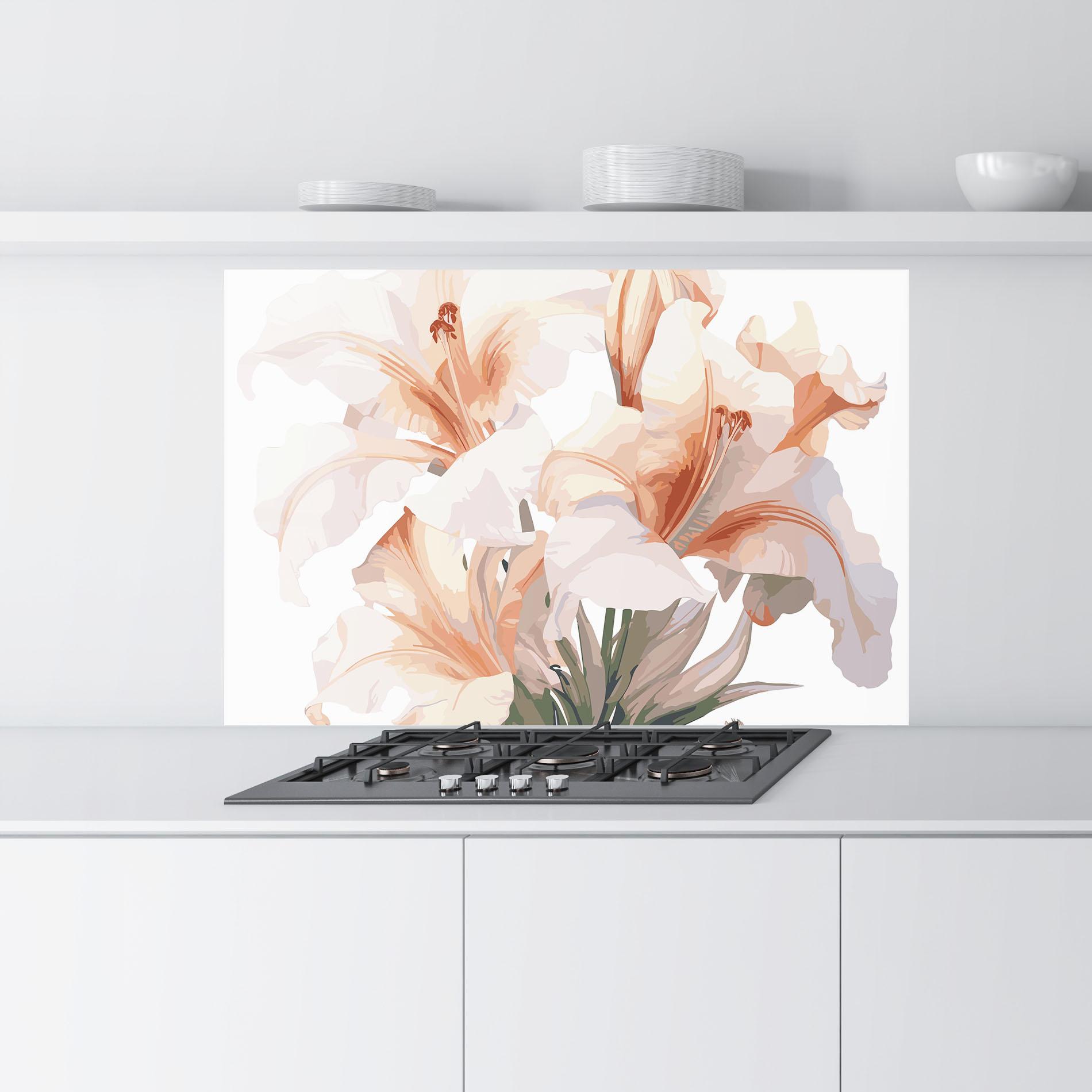 Konyhai üveg hátfal Light Orange Iris mockup 9
