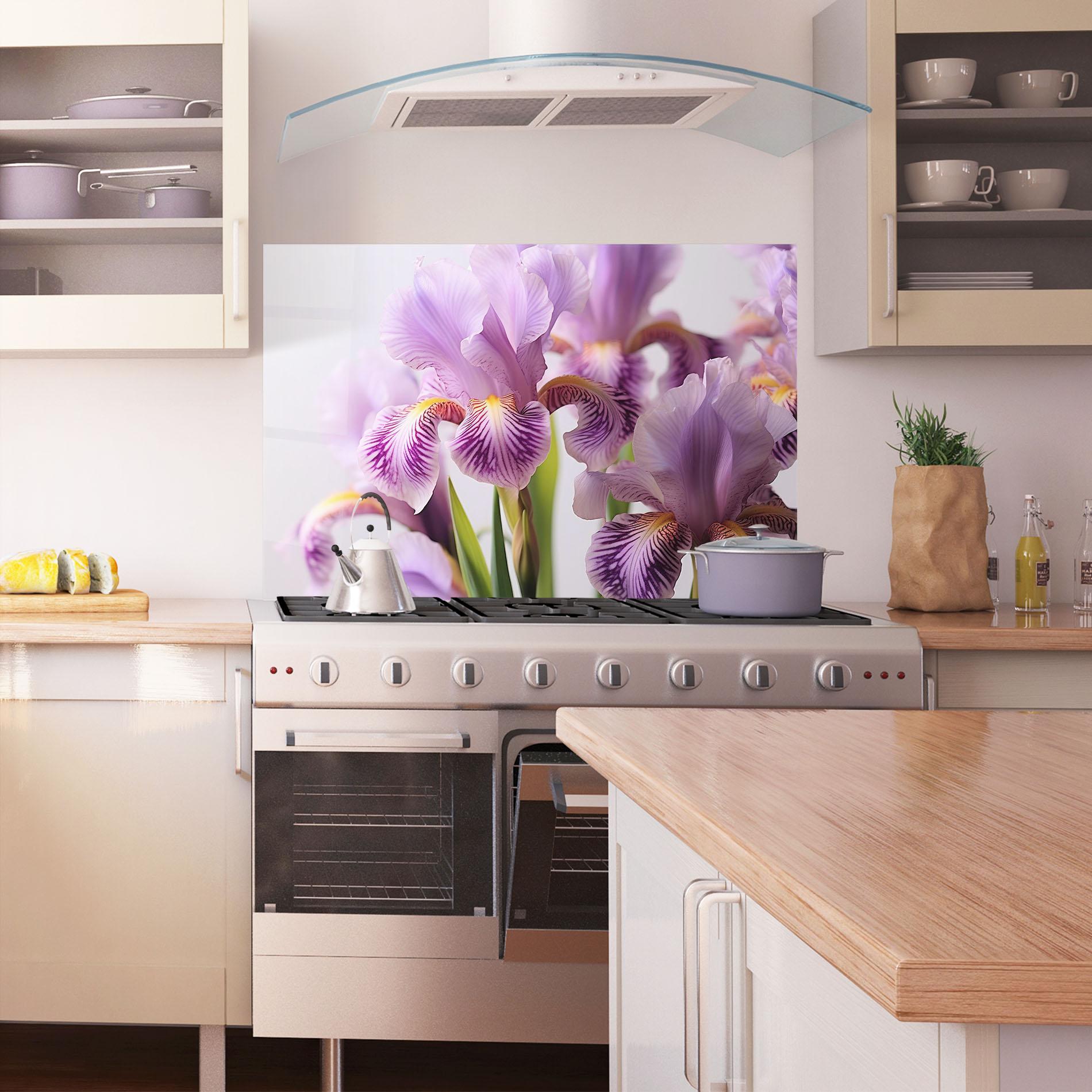Konyhai üveg hátfal Iris In Vase mockup 1