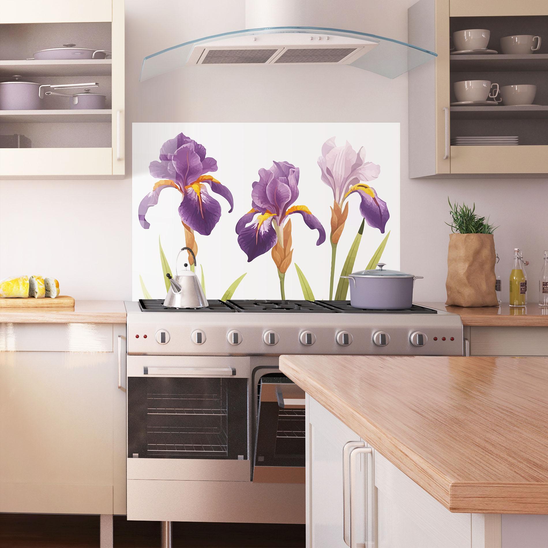 Konyhai üveg hátfal Iris Leaf mockup 1