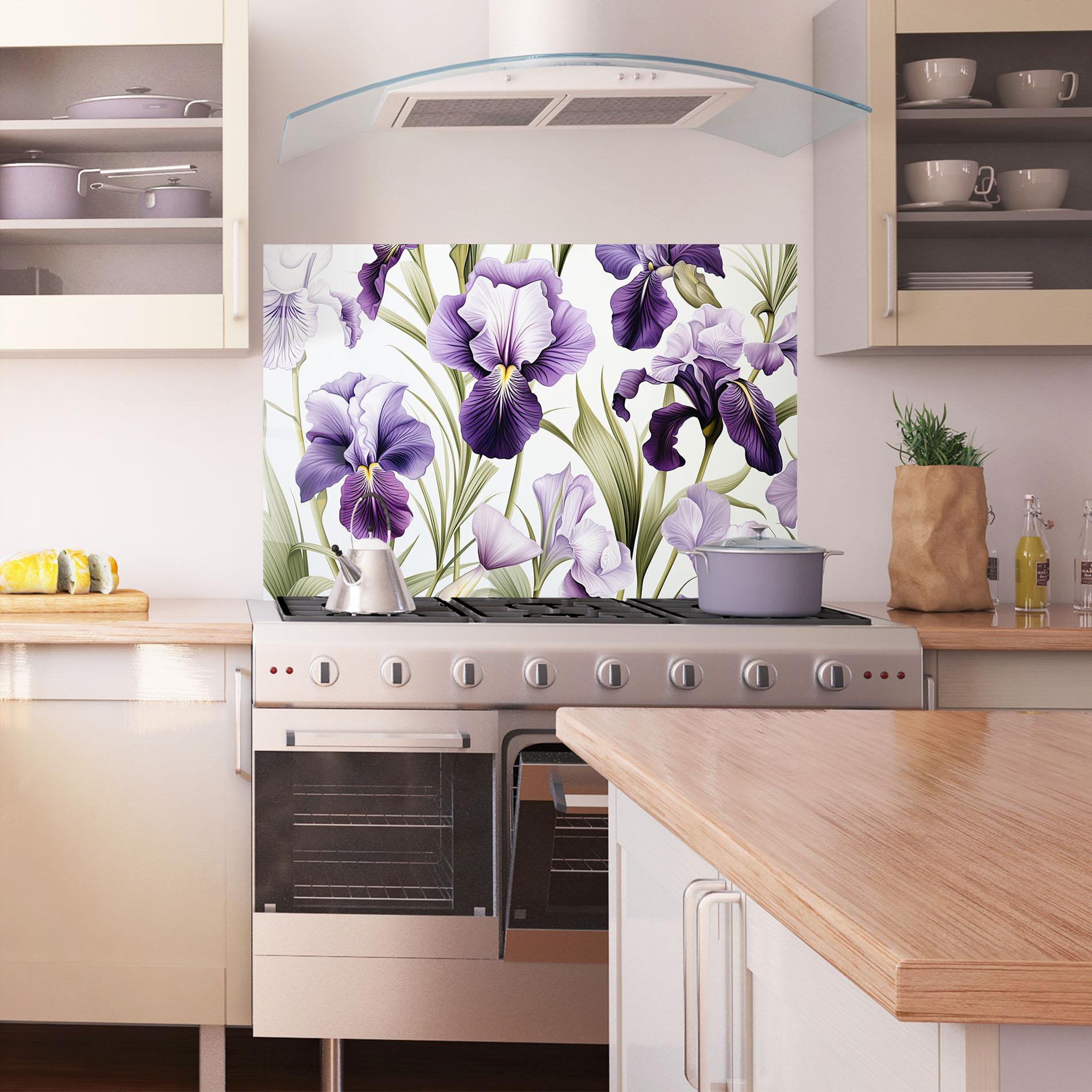 Konyhai üveg hátfal Iris Painting mockup 1