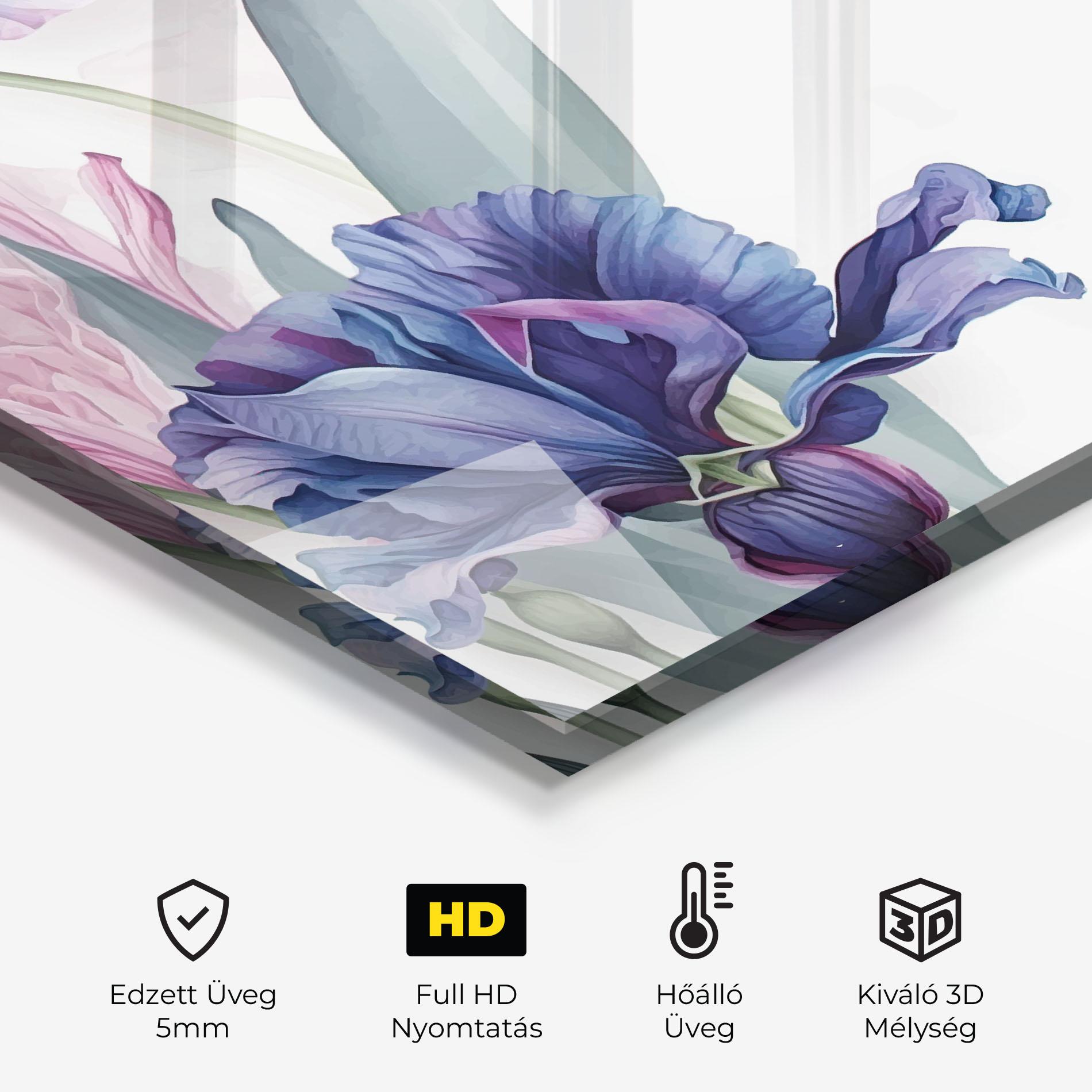 Konyhai üveg hátfal Iris Purple Shades mockup 2