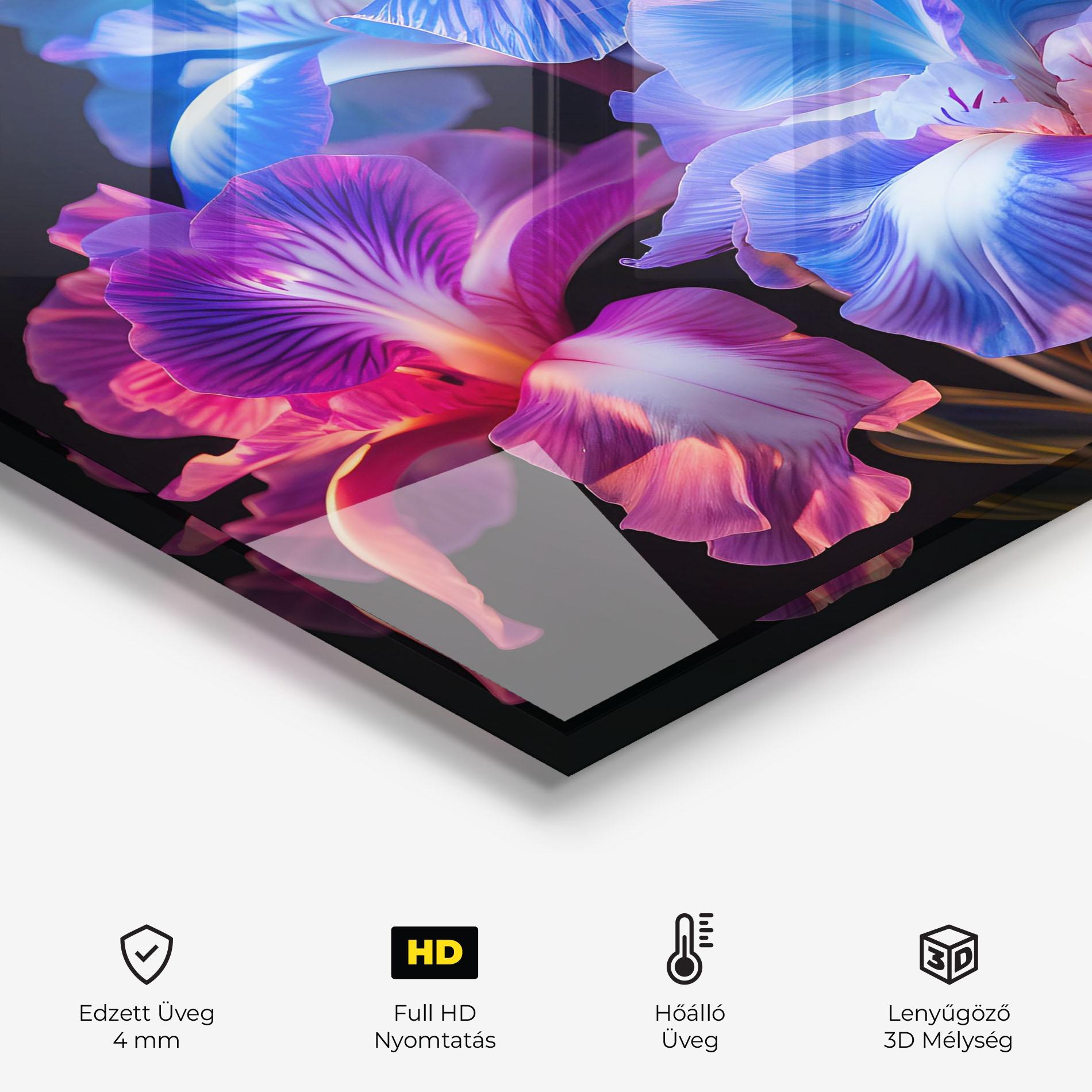 Konyhai üveg hátfal Blue Light Iris mockup 2