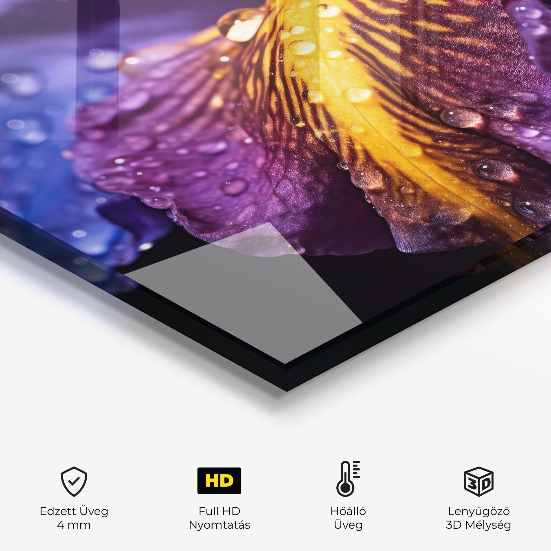 Konyhai üveg hátfal Close Up Iris After Rain mockup 2