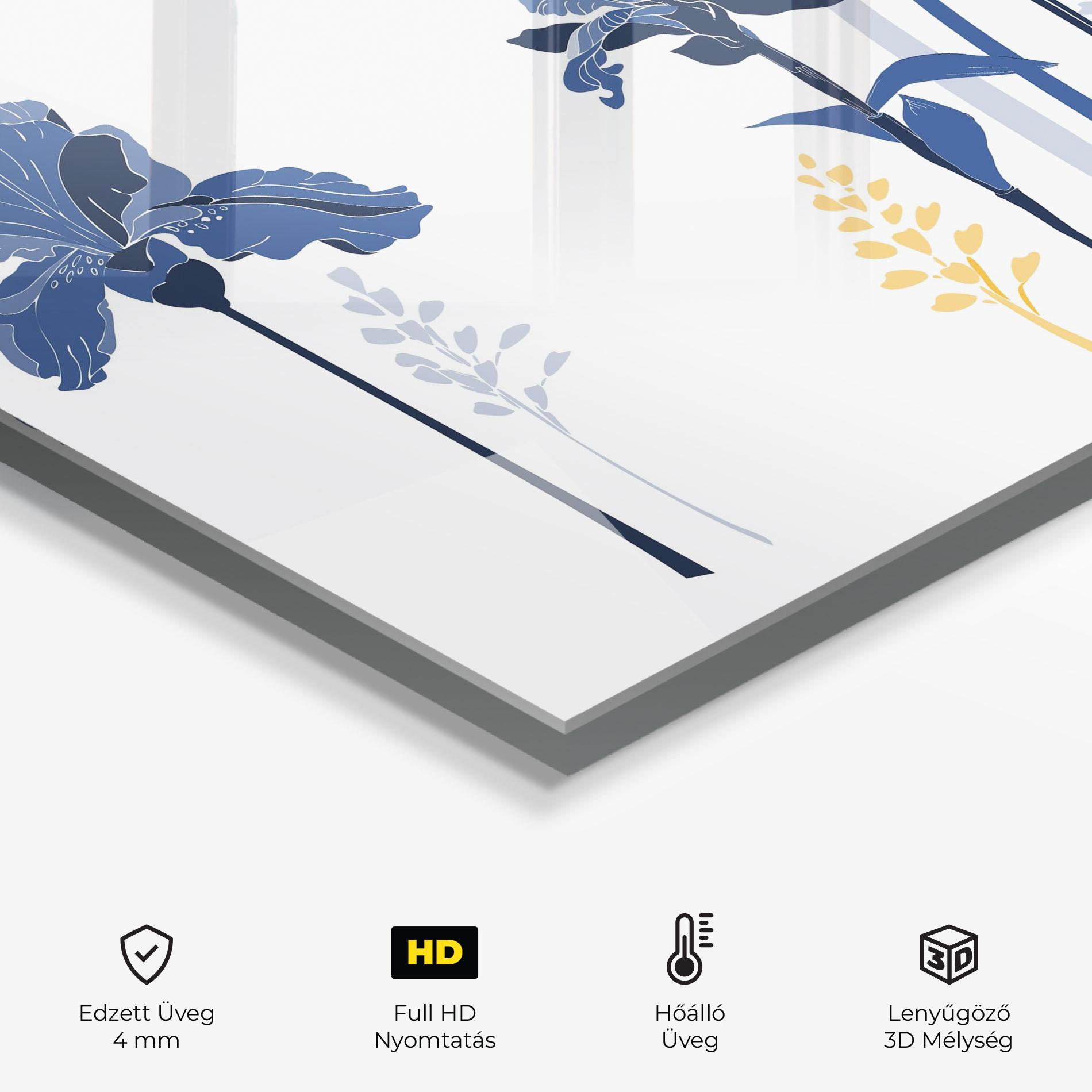 Konyhai üveg hátfal Iris Blue Art mockup 2