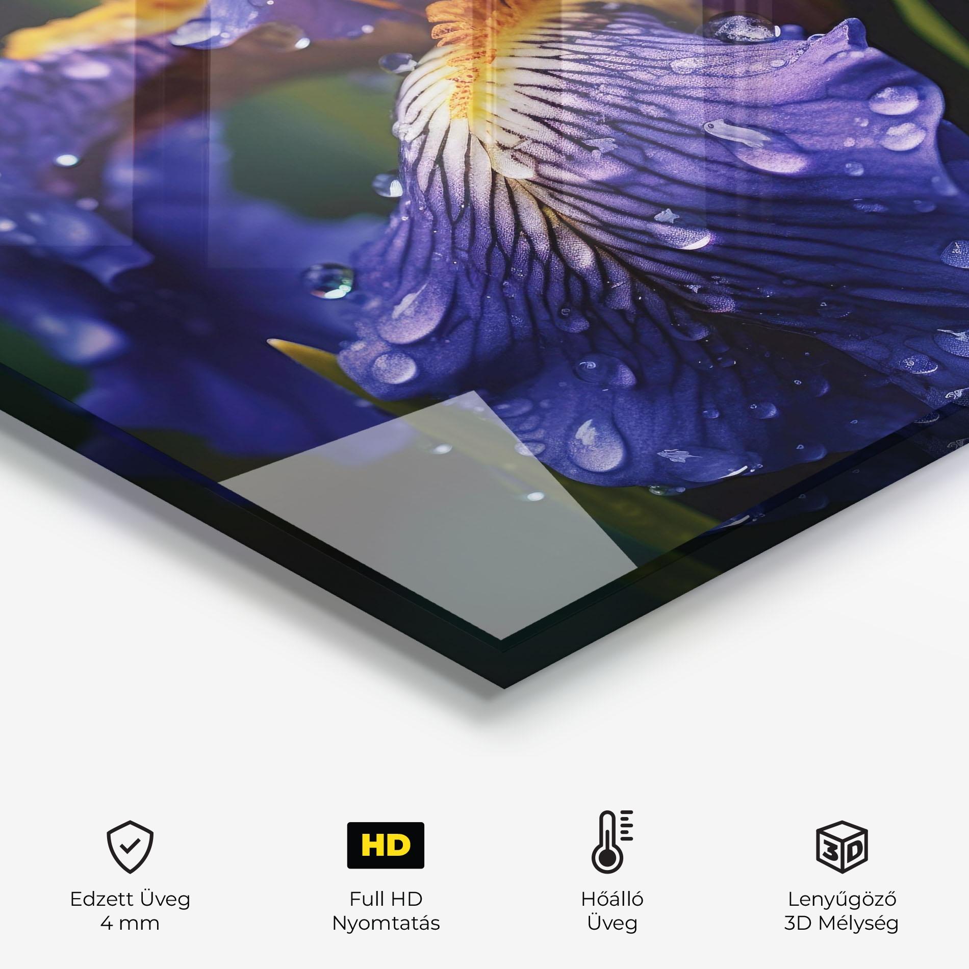 Konyhai üveg hátfal Iris Close Up Aftrer Rain mockup 2