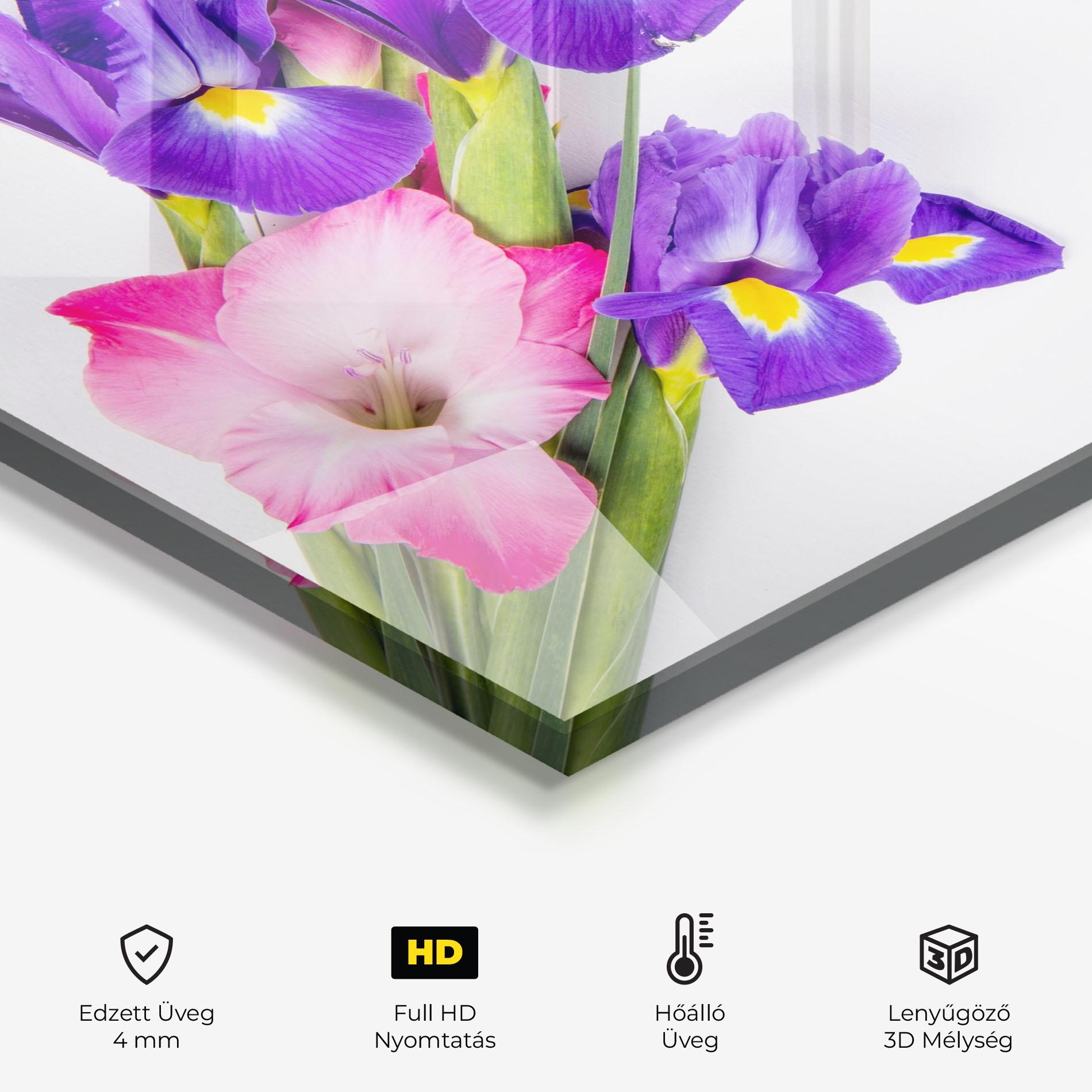 Konyhai üveg hátfal Iris On The Table mockup 2