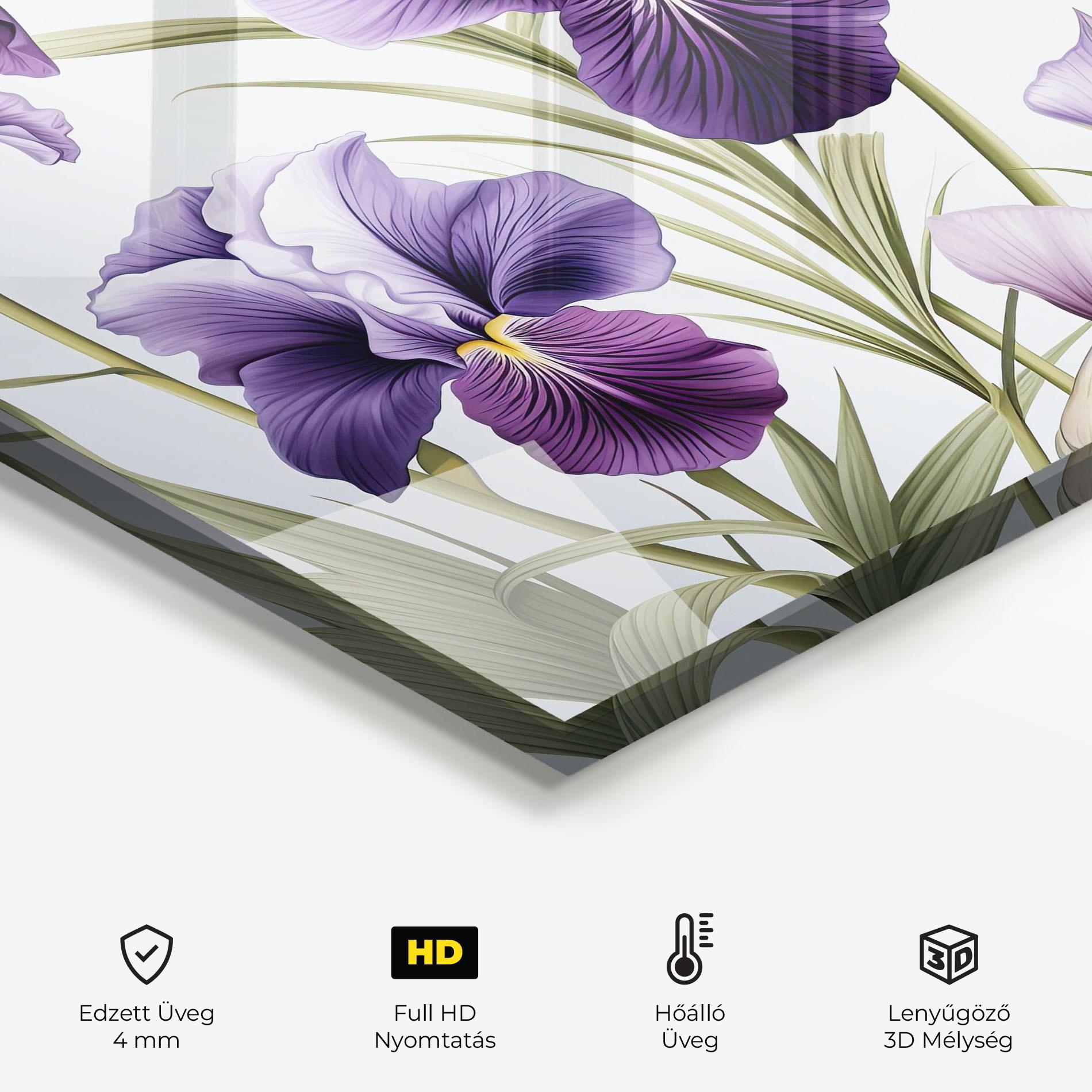 Konyhai üveg hátfal Iris Painting mockup 2