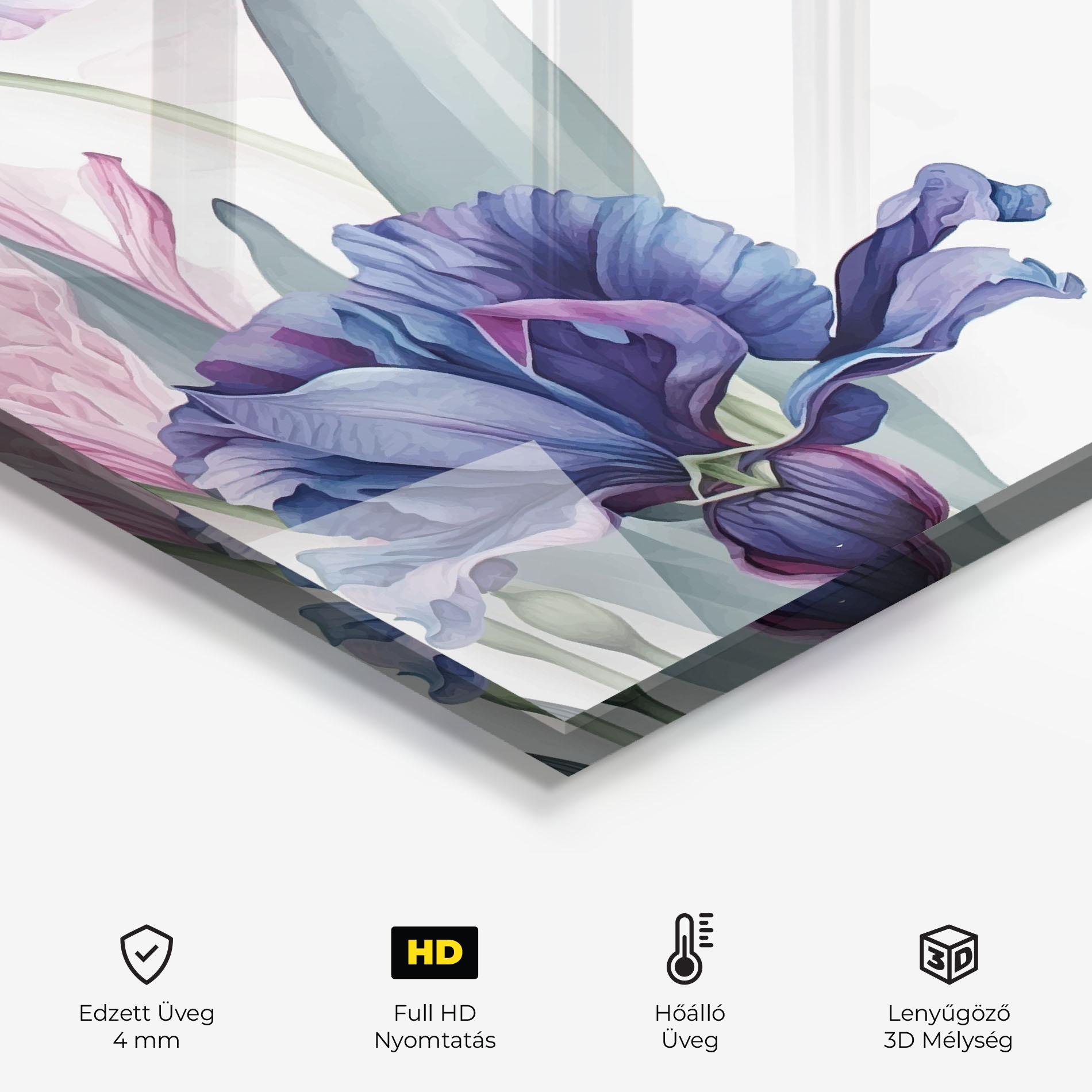 Konyhai üveg hátfal Iris Purple Shades mockup 2