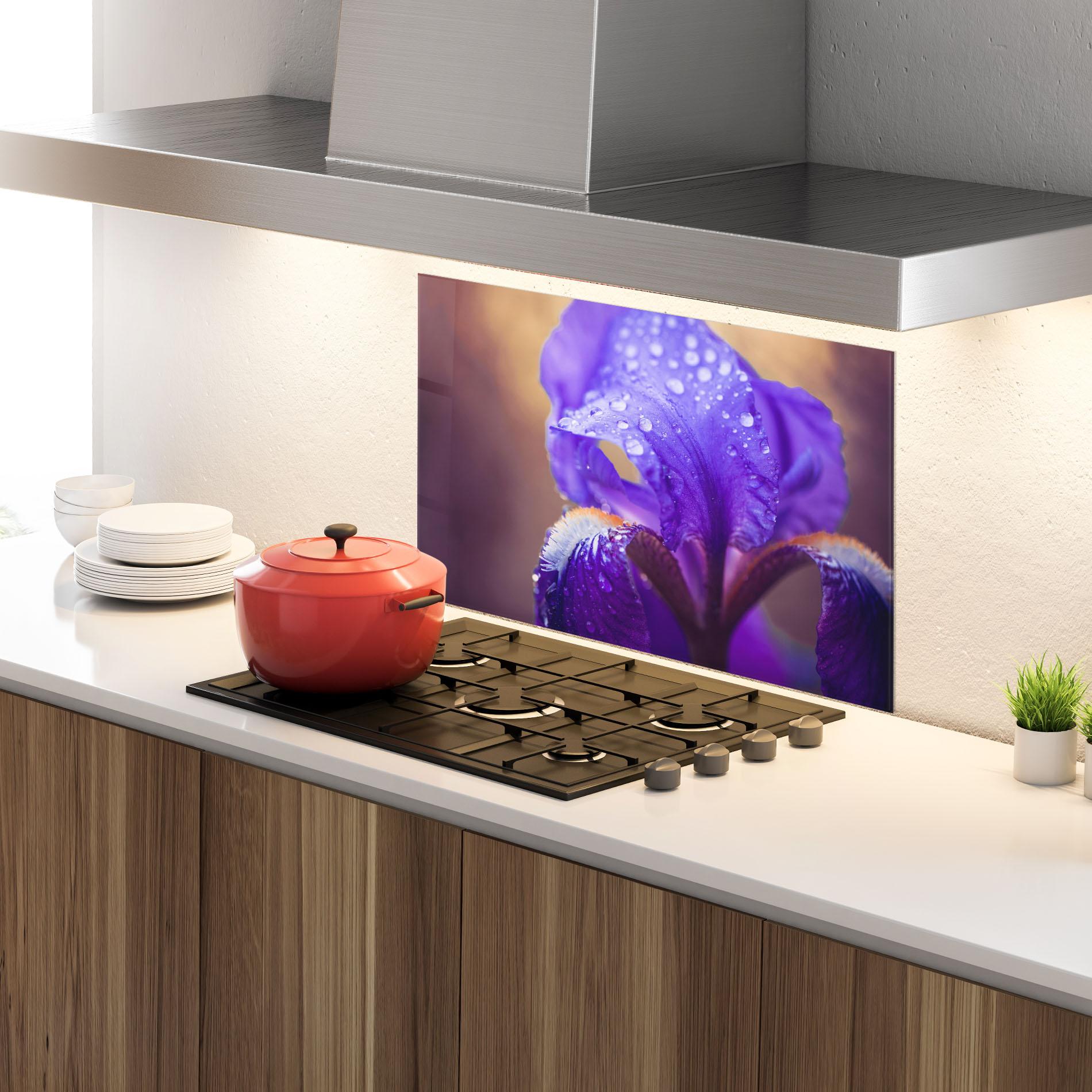 Konyhai üveg hátfal Iris Aftger Rain mockup 4