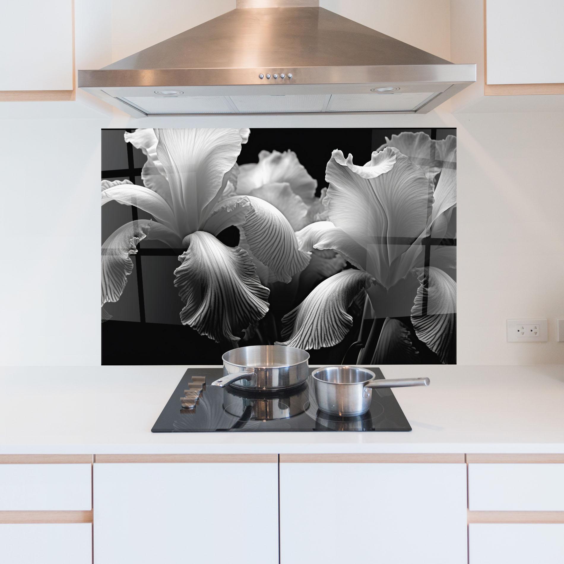 Konyhai üveg hátfal Grey Iris mockup 5