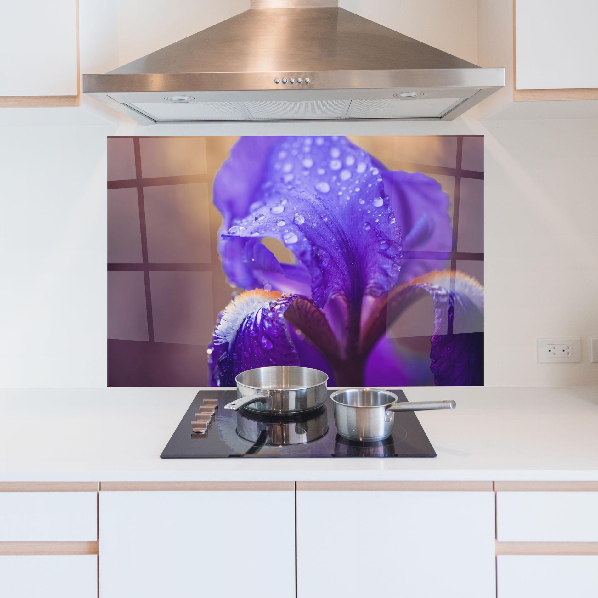 Konyhai üveg hátfal Iris Aftger Rain mockup 5