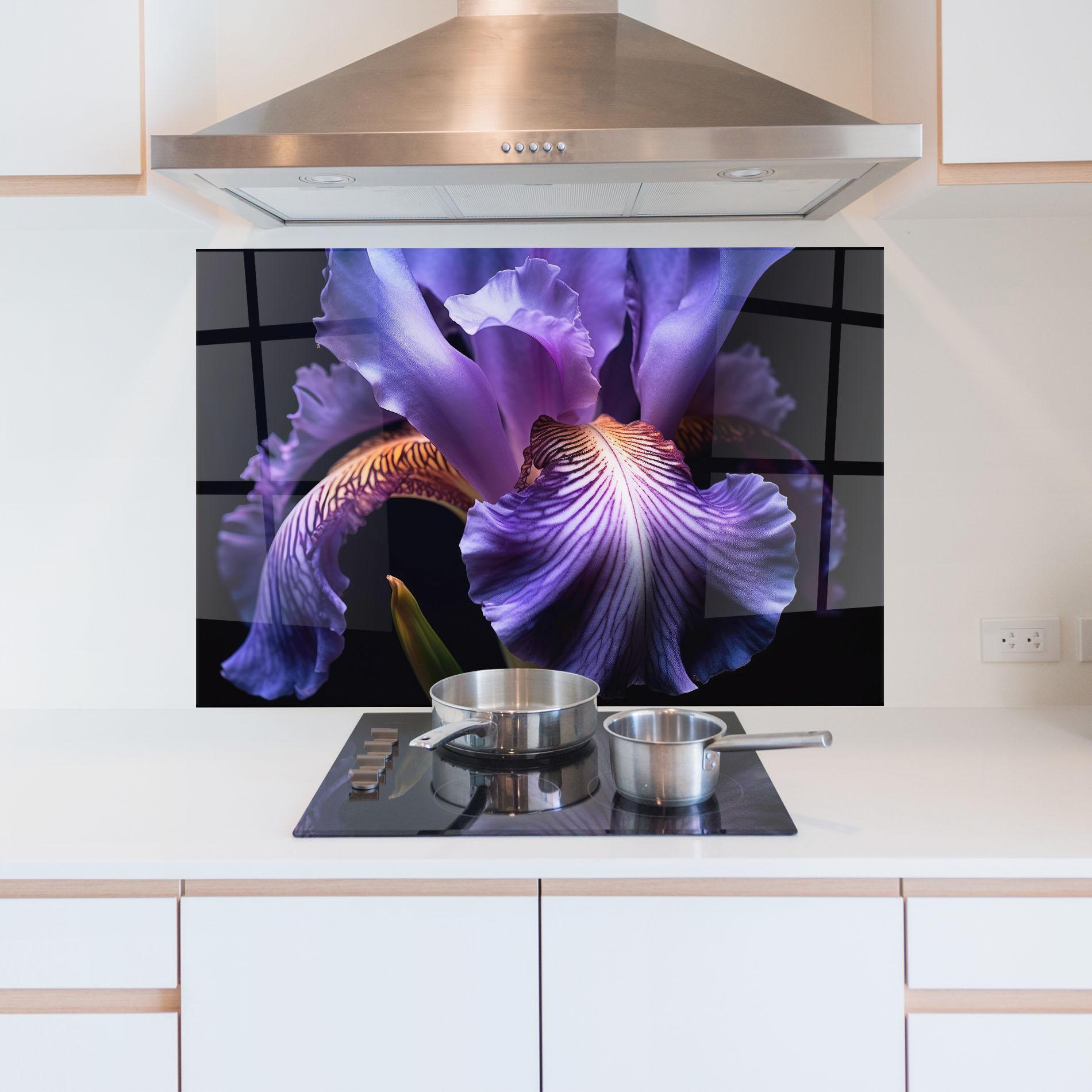 Konyhai üveg hátfal Iris Beautiful Close Up mockup 5