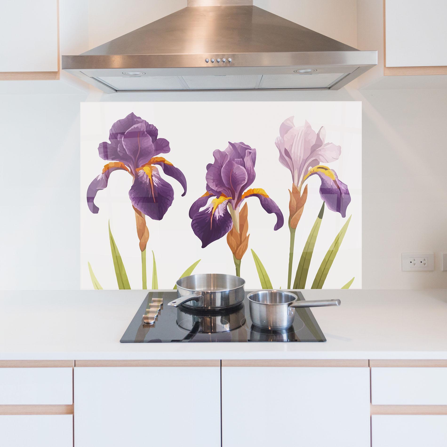 Konyhai üveg hátfal Iris Leaf mockup 5