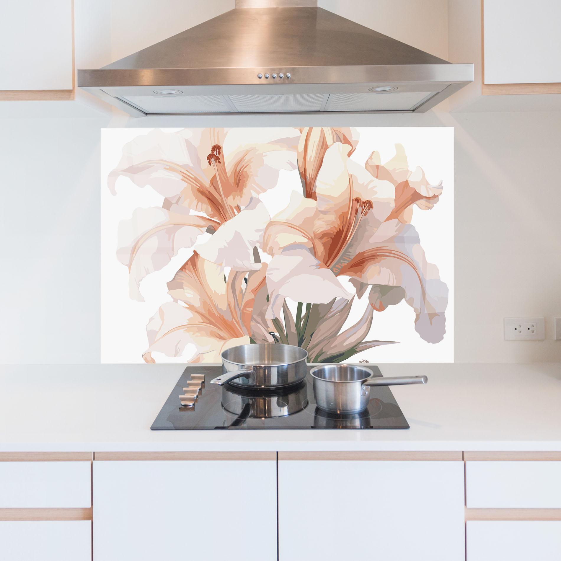 Konyhai üveg hátfal Light Orange Iris mockup 5