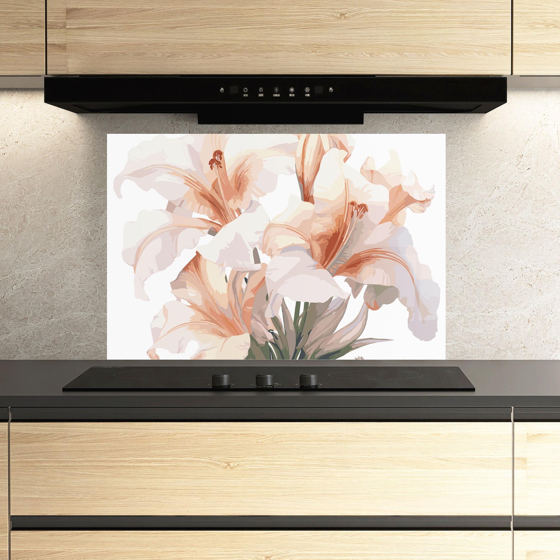 Konyhai üveg hátfal Light Orange Iris mockup 3