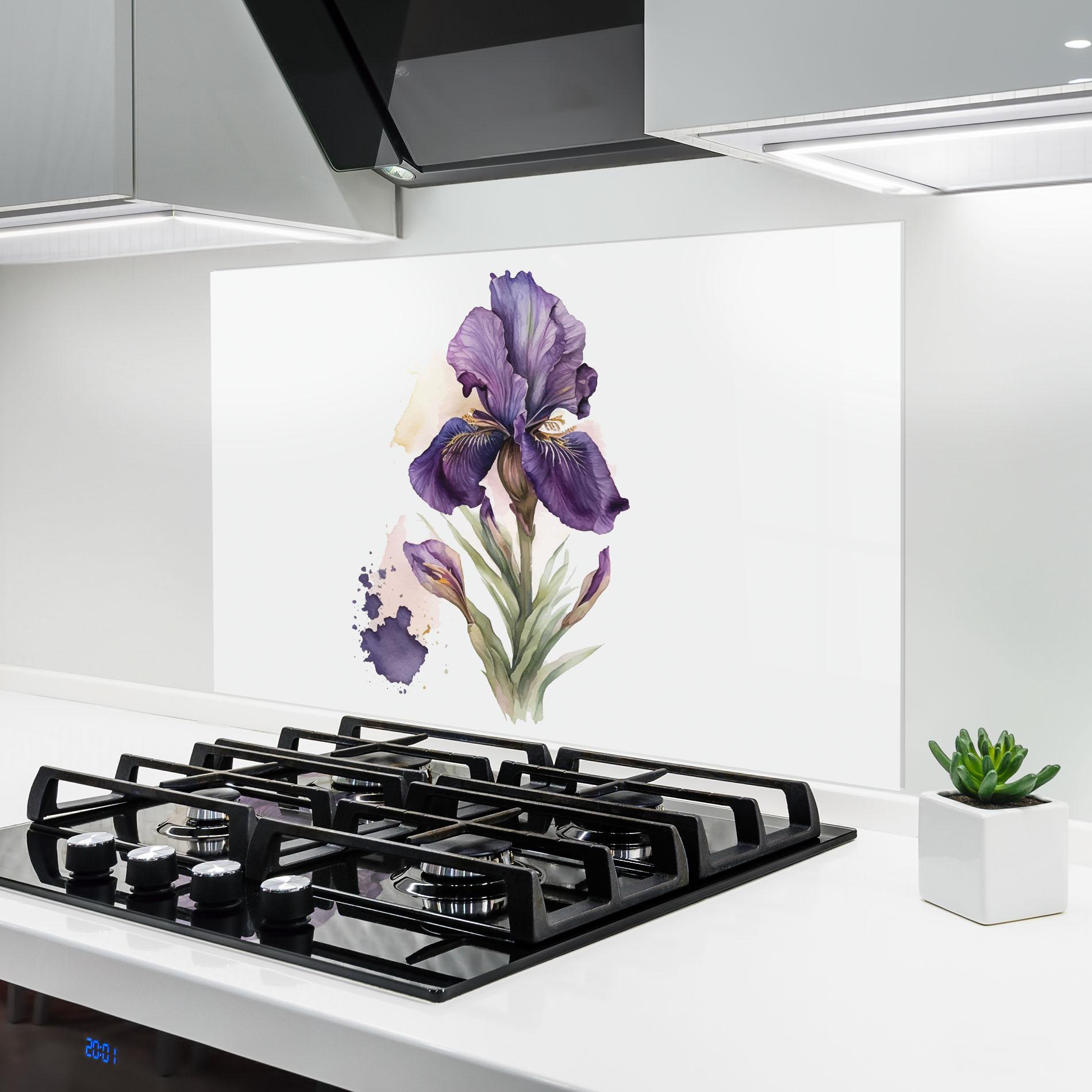 Konyhai üveg hátfal Beautiful Purple Iris mockup 6