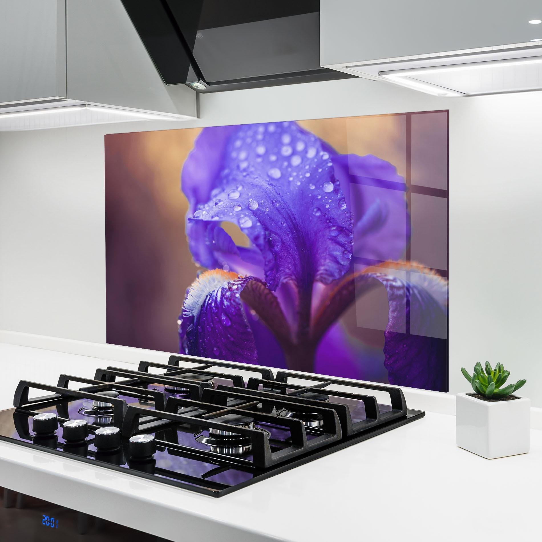 Konyhai üveg hátfal Iris Aftger Rain mockup 6