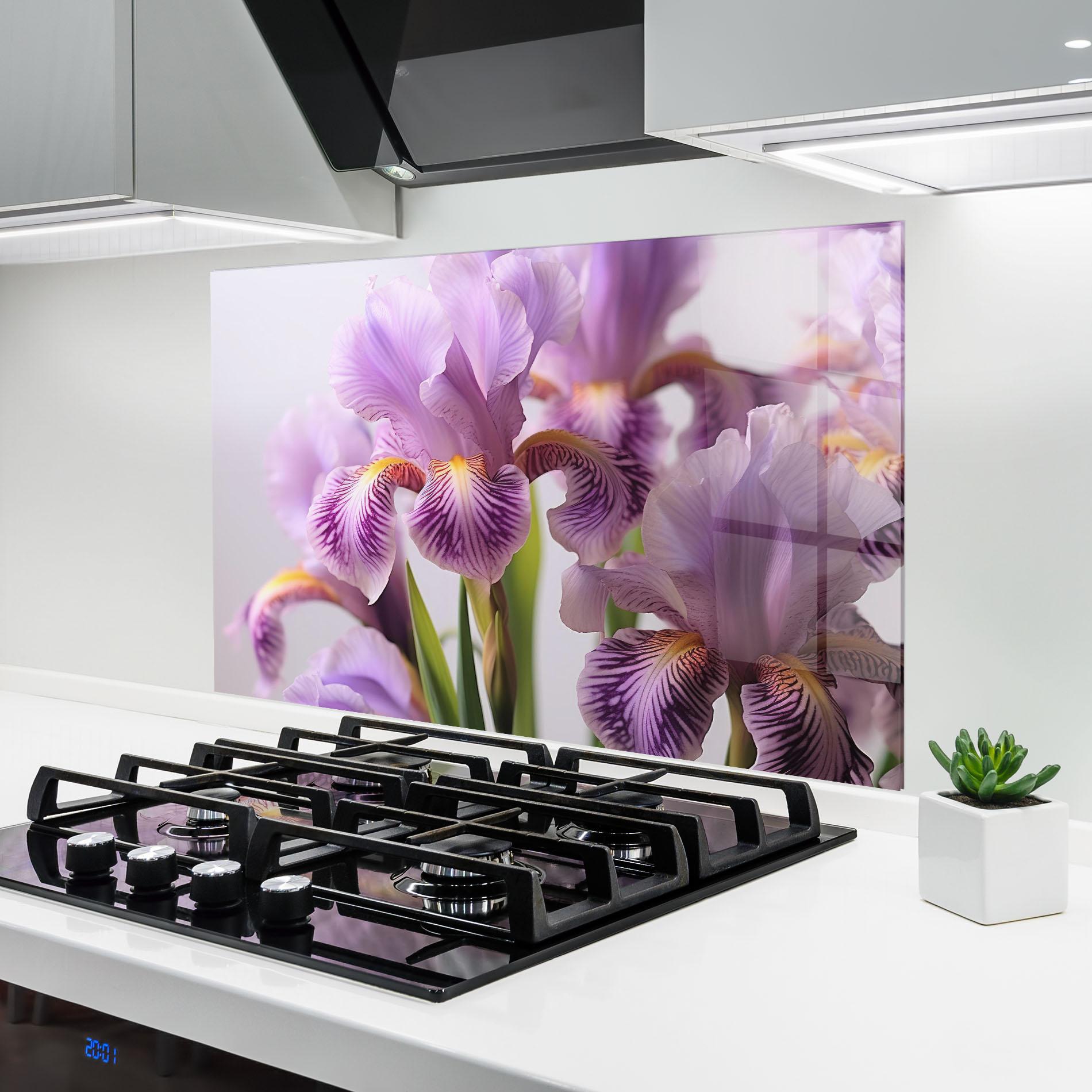 Konyhai üveg hátfal Iris In Vase mockup 6