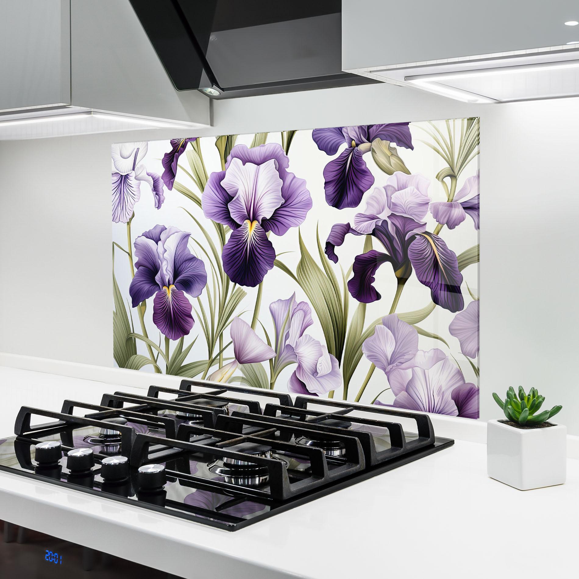 Konyhai üveg hátfal Iris Painting mockup 6