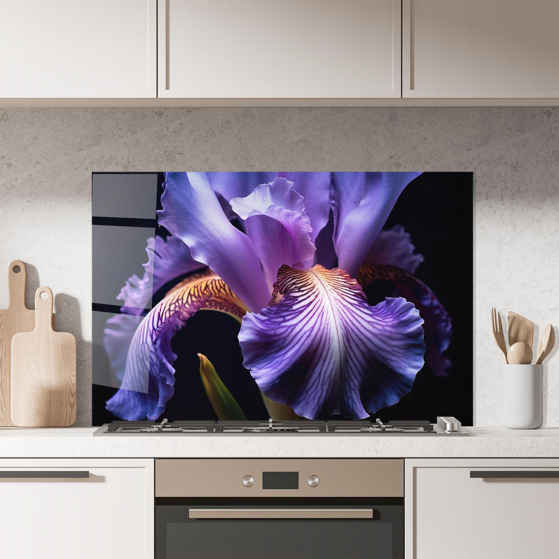 Konyhai üveg hátfal Iris Beautiful Close Up mockup 7