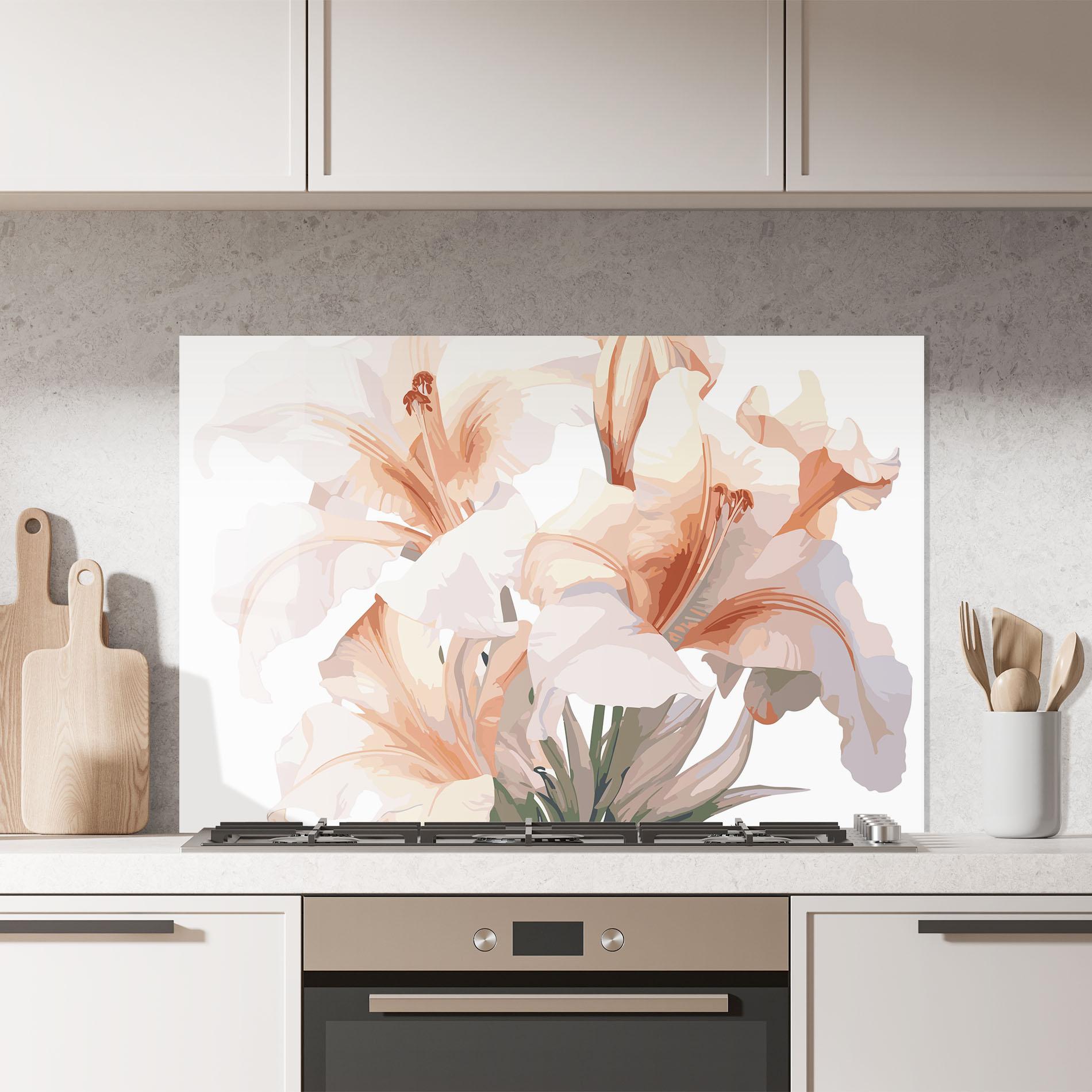Konyhai üveg hátfal Light Orange Iris mockup 7