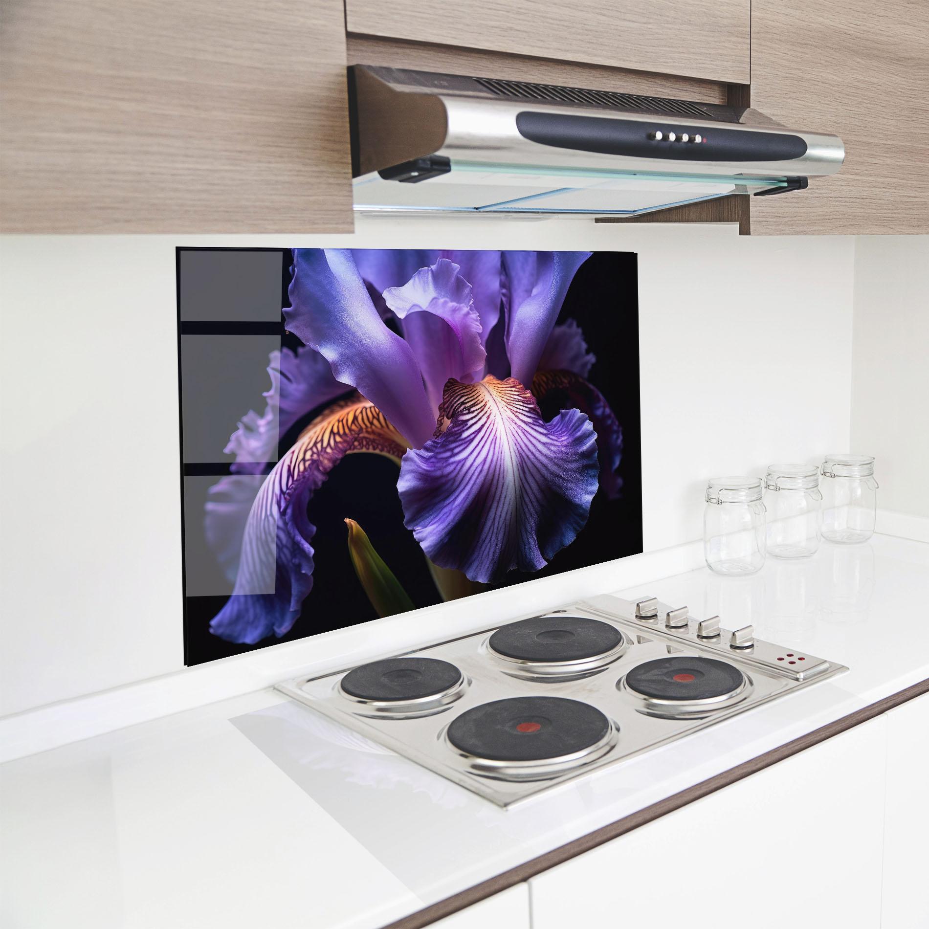 Konyhai üveg hátfal Iris Beautiful Close Up mockup 8