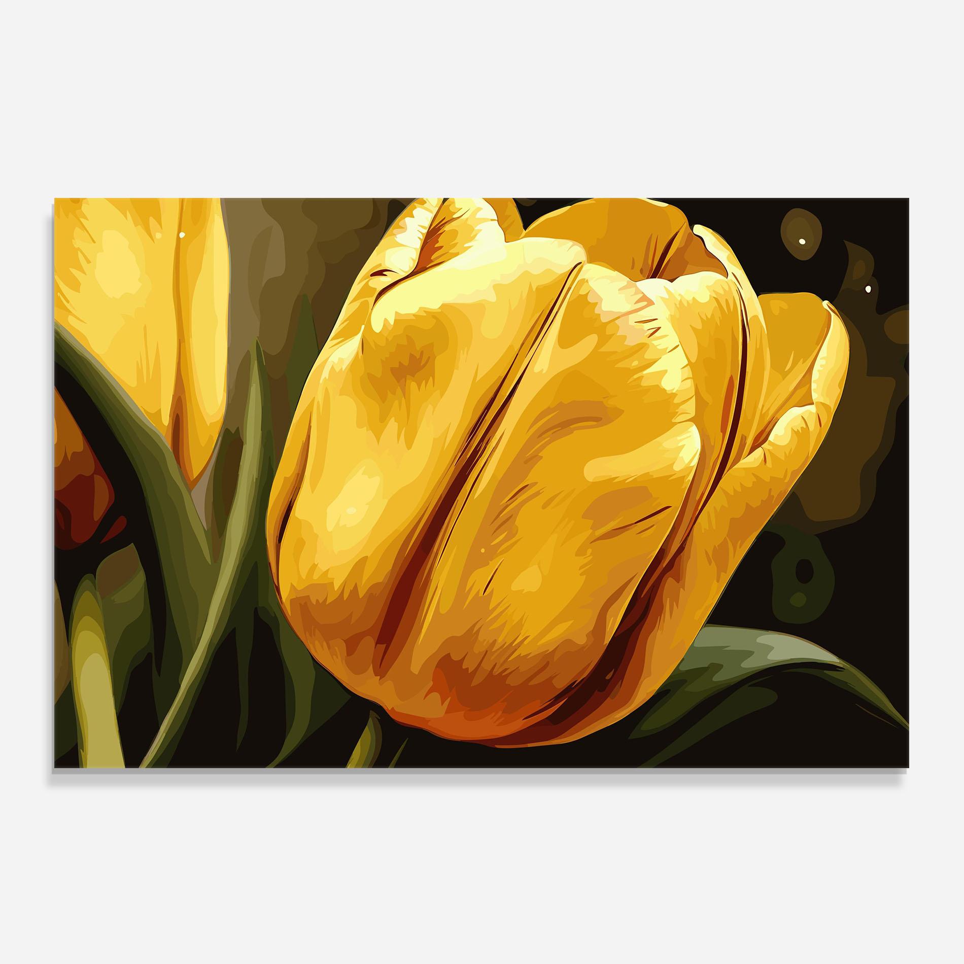 Konyhai üveg hátfal Big Yellow Tulip mockup 0