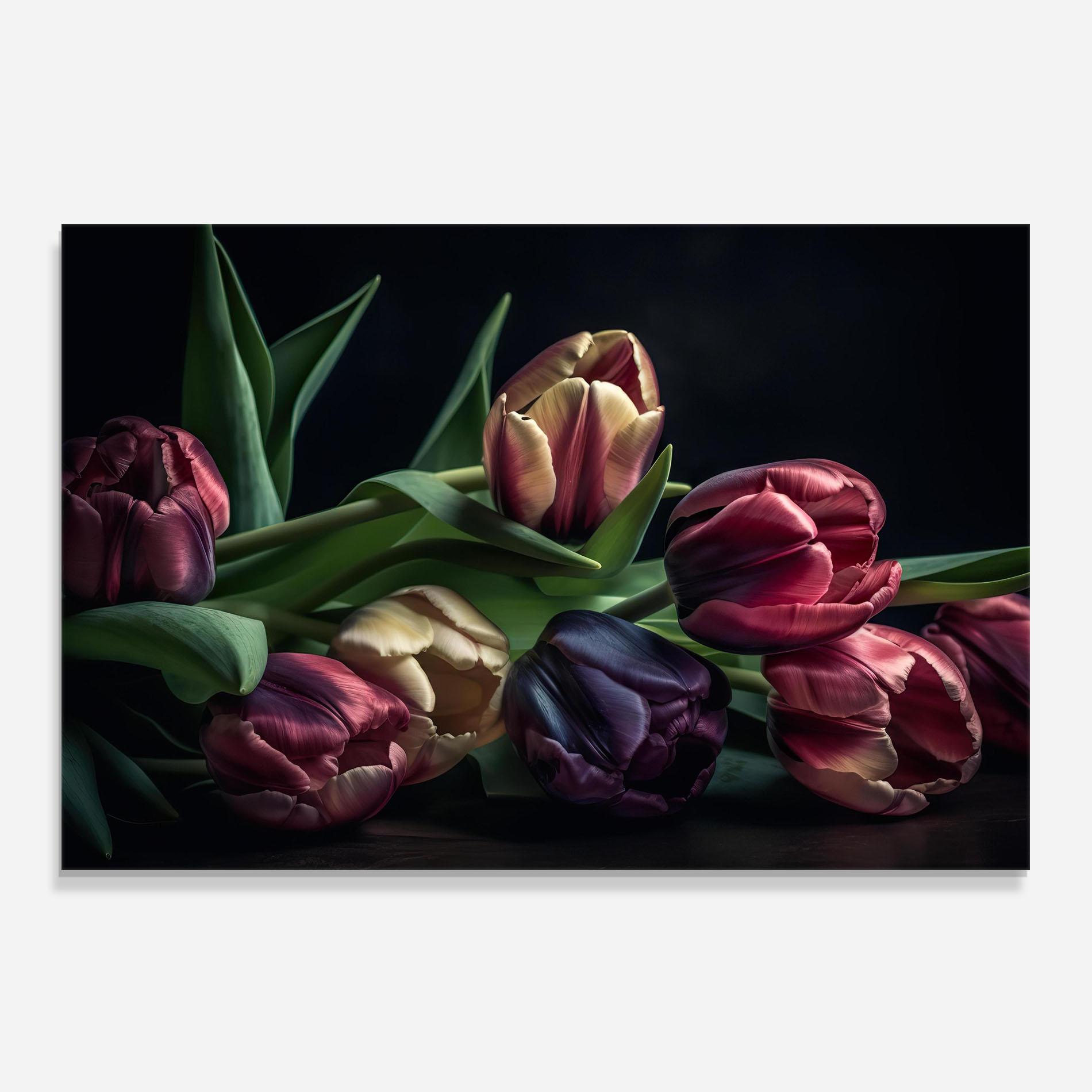 Konyhai üveg hátfal Dark Purple Tulip mockup 0