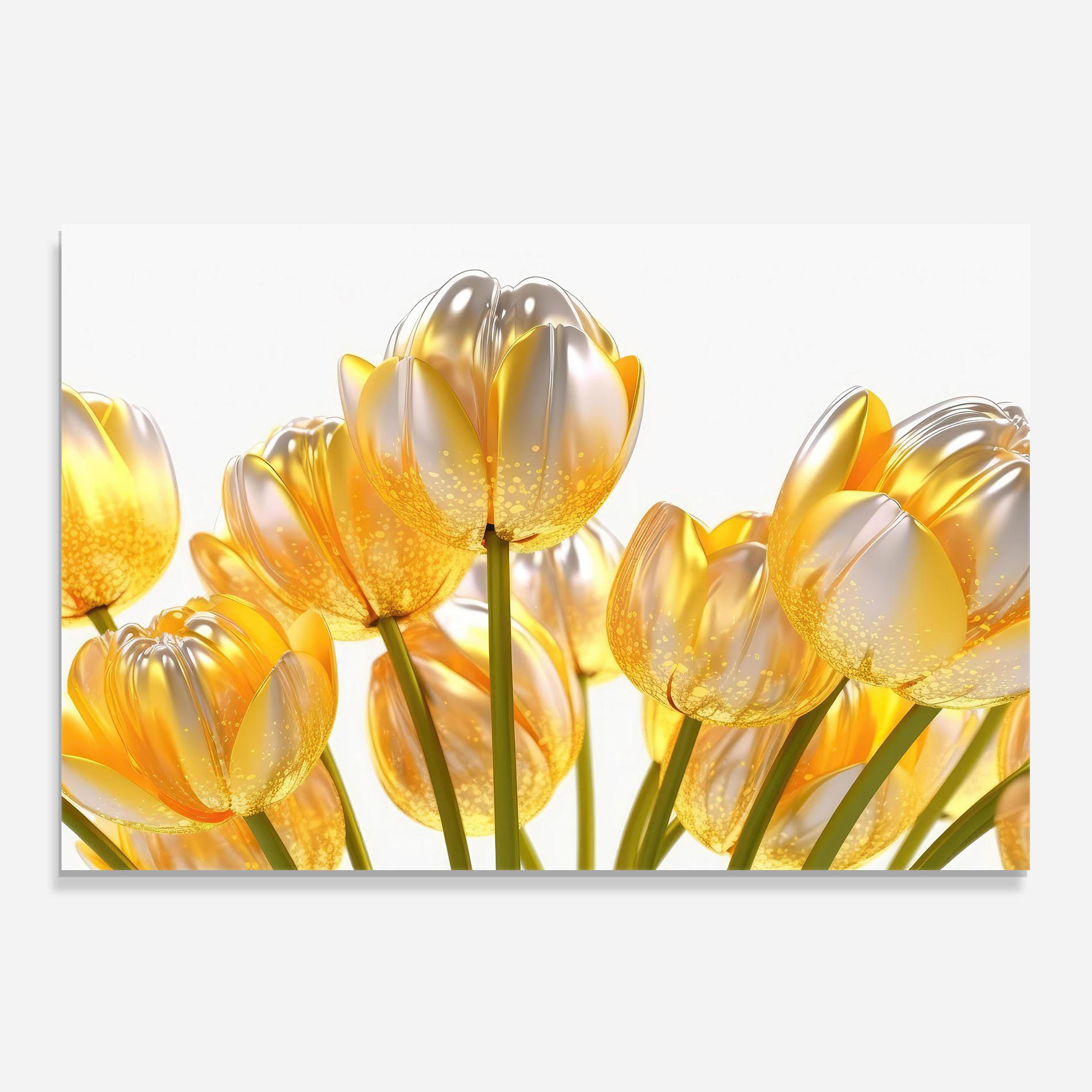 Konyhai üveg hátfal Gold White Tulips mockup 0