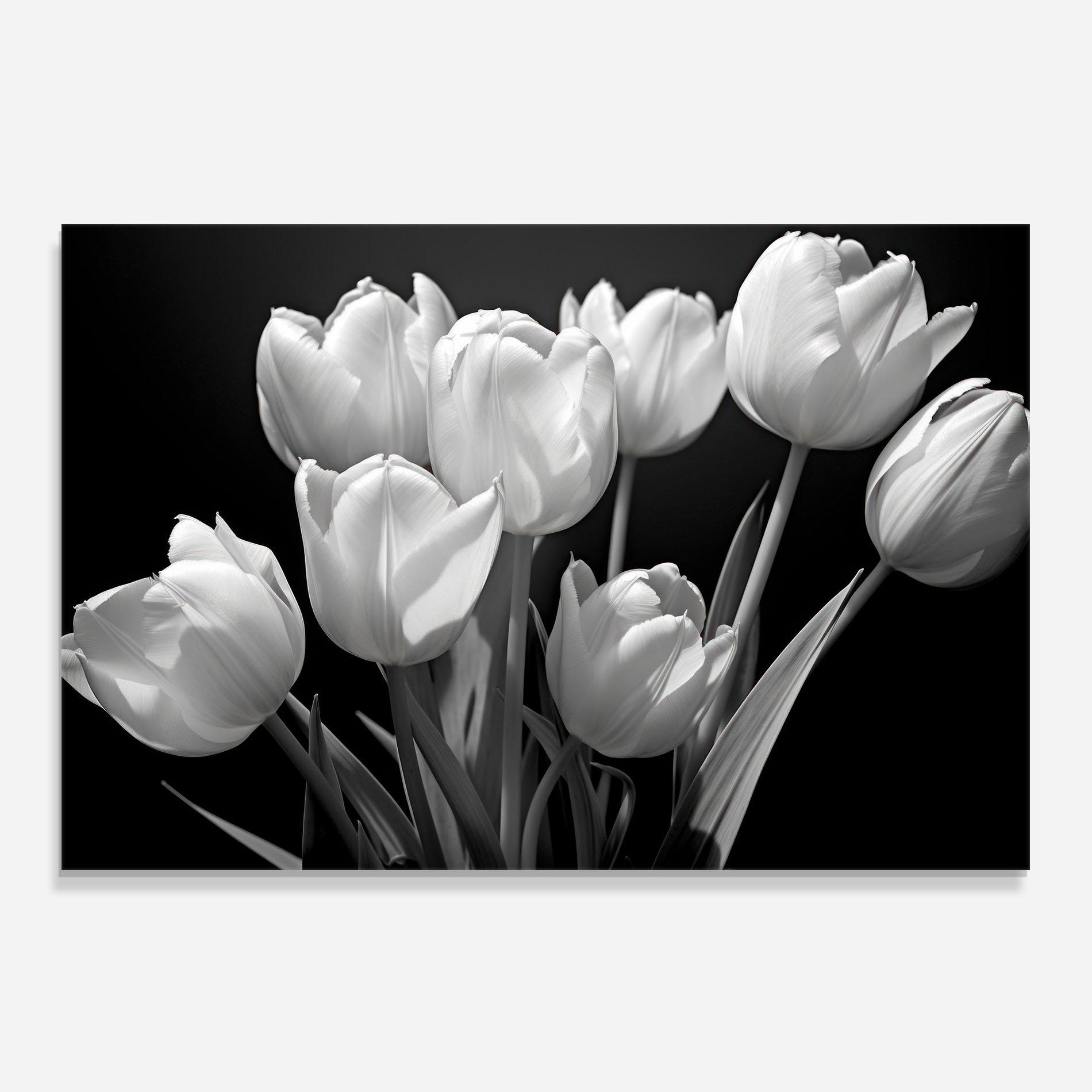 Konyhai üveg hátfal Light Grey Tulips mockup 0