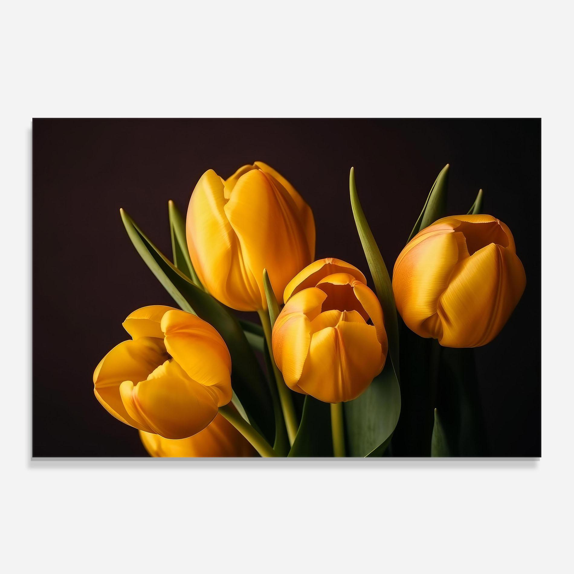 Konyhai üveg hátfal Strong Yellow Tulips mockup 0