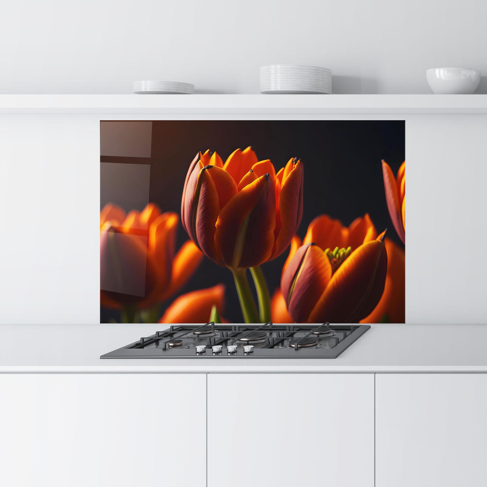 Konyhai üveg hátfal Close Up Orange Tulip mockup 9
