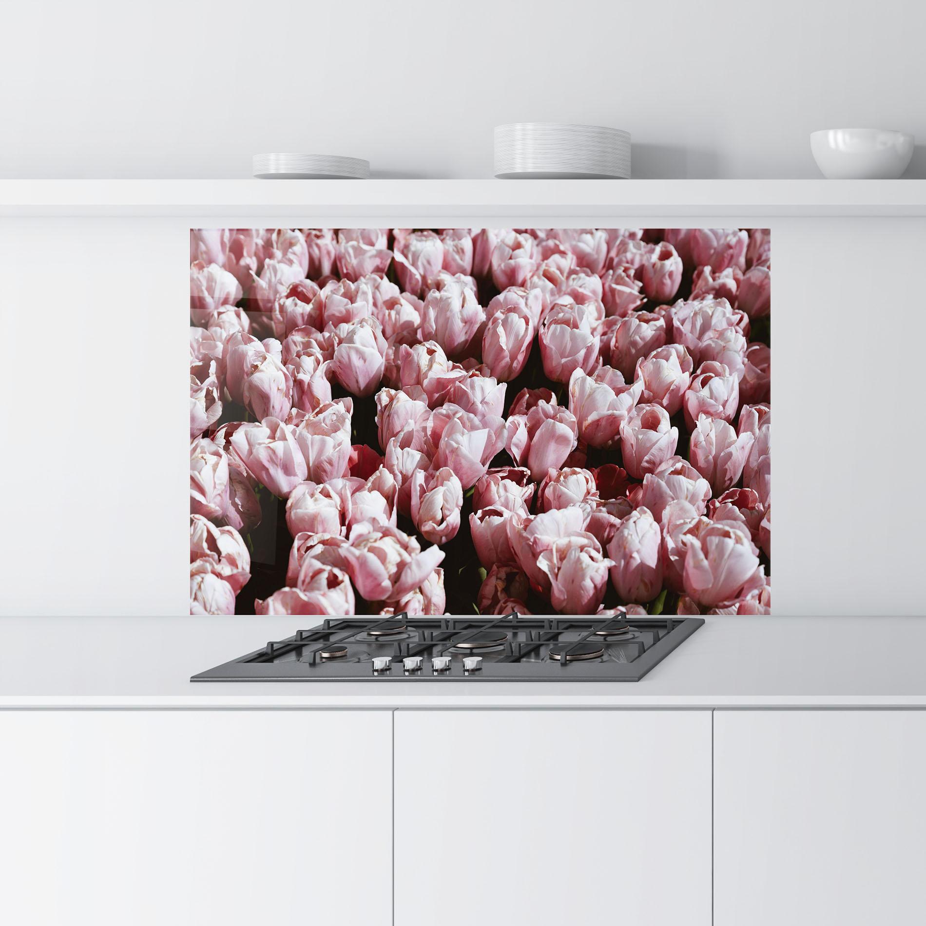 Konyhai üveg hátfal Pastel Pink Tulips Wall mockup 9
