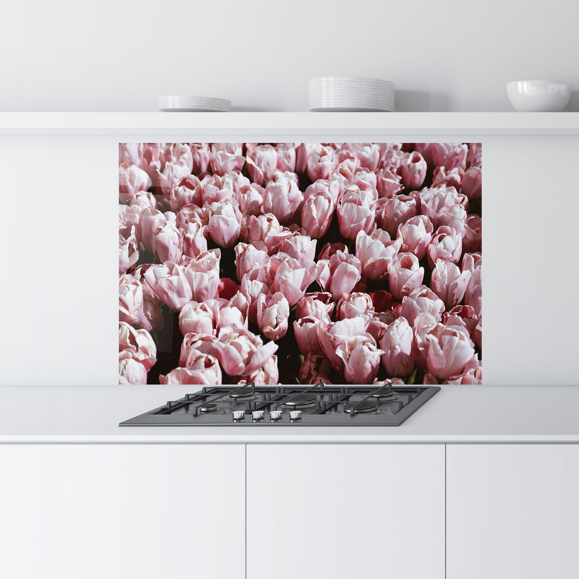 Pastel Pink Tulips Wall mockup 9