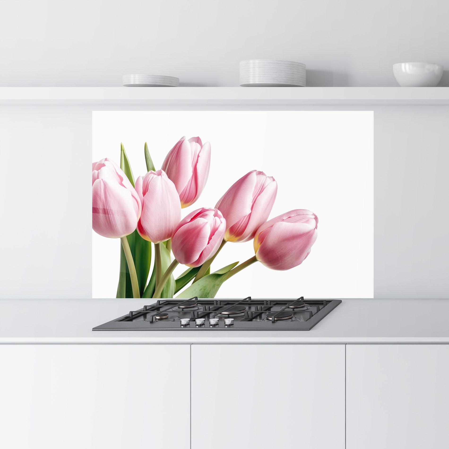 Konyhai üveg hátfal Pink Tulips mockup 9