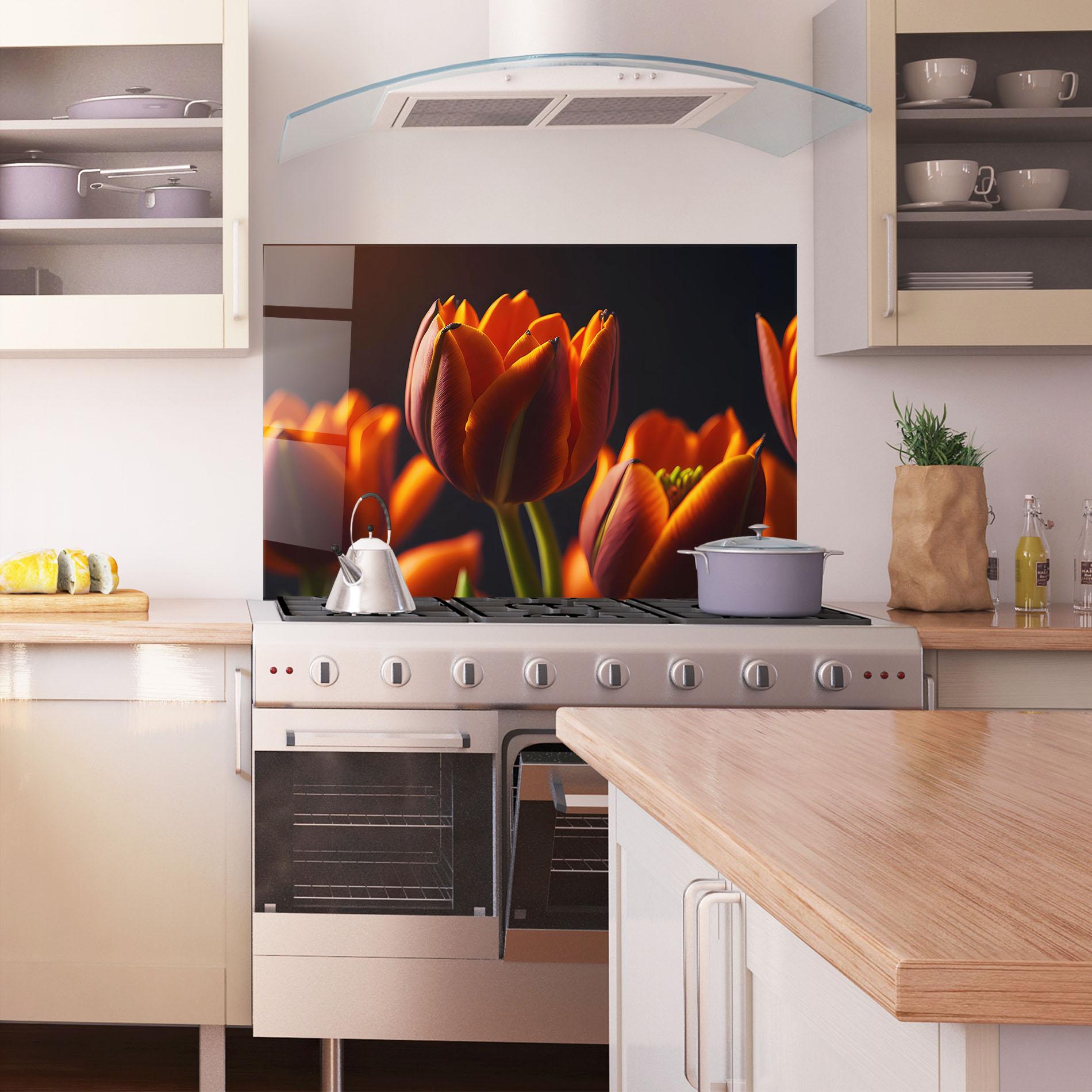 Konyhai üveg hátfal Close Up Orange Tulip mockup 1