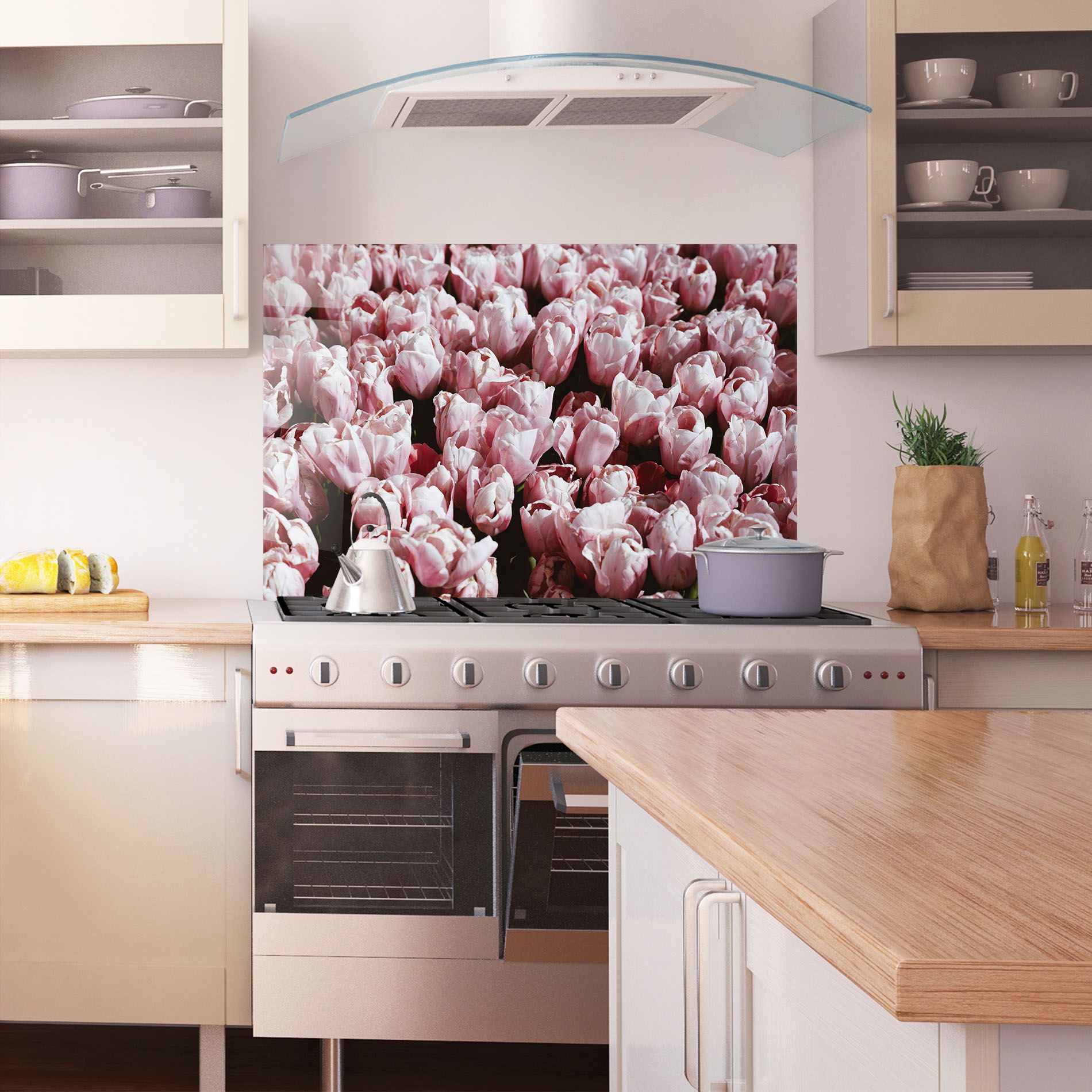 Pastel Pink Tulips Wall mockup 1