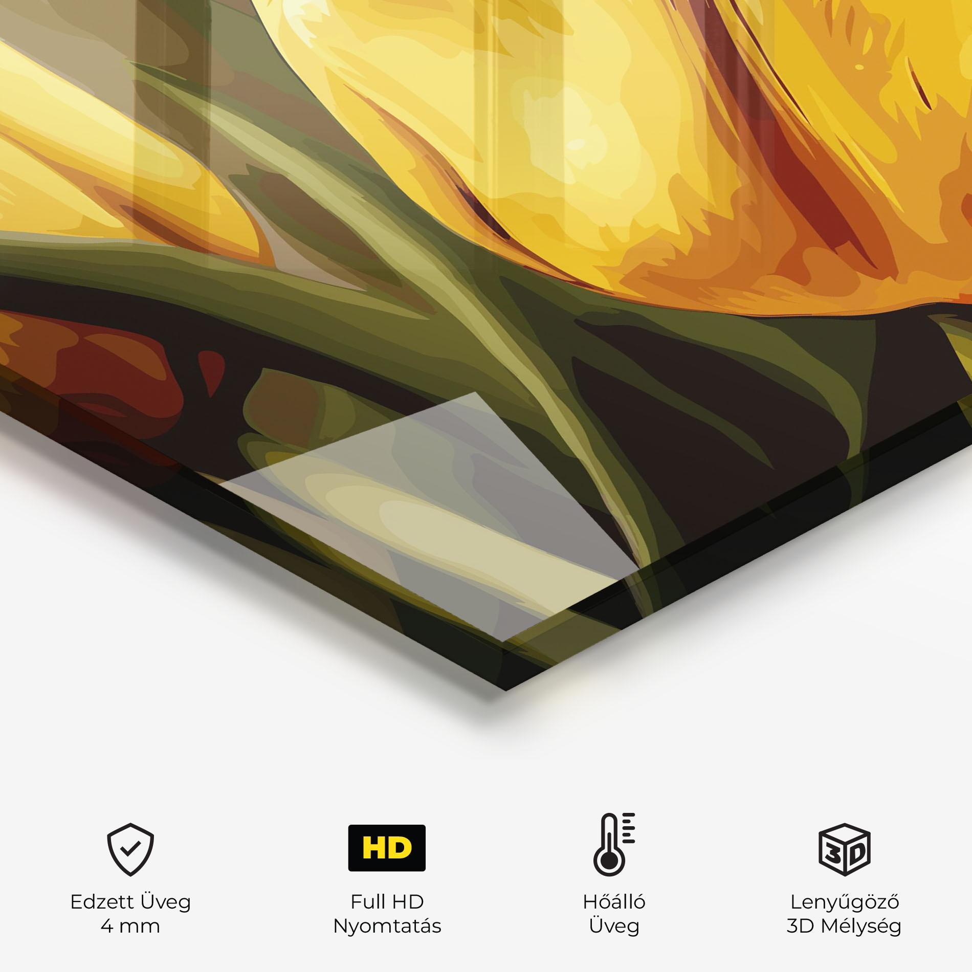 Konyhai üveg hátfal Big Yellow Tulip mockup 2