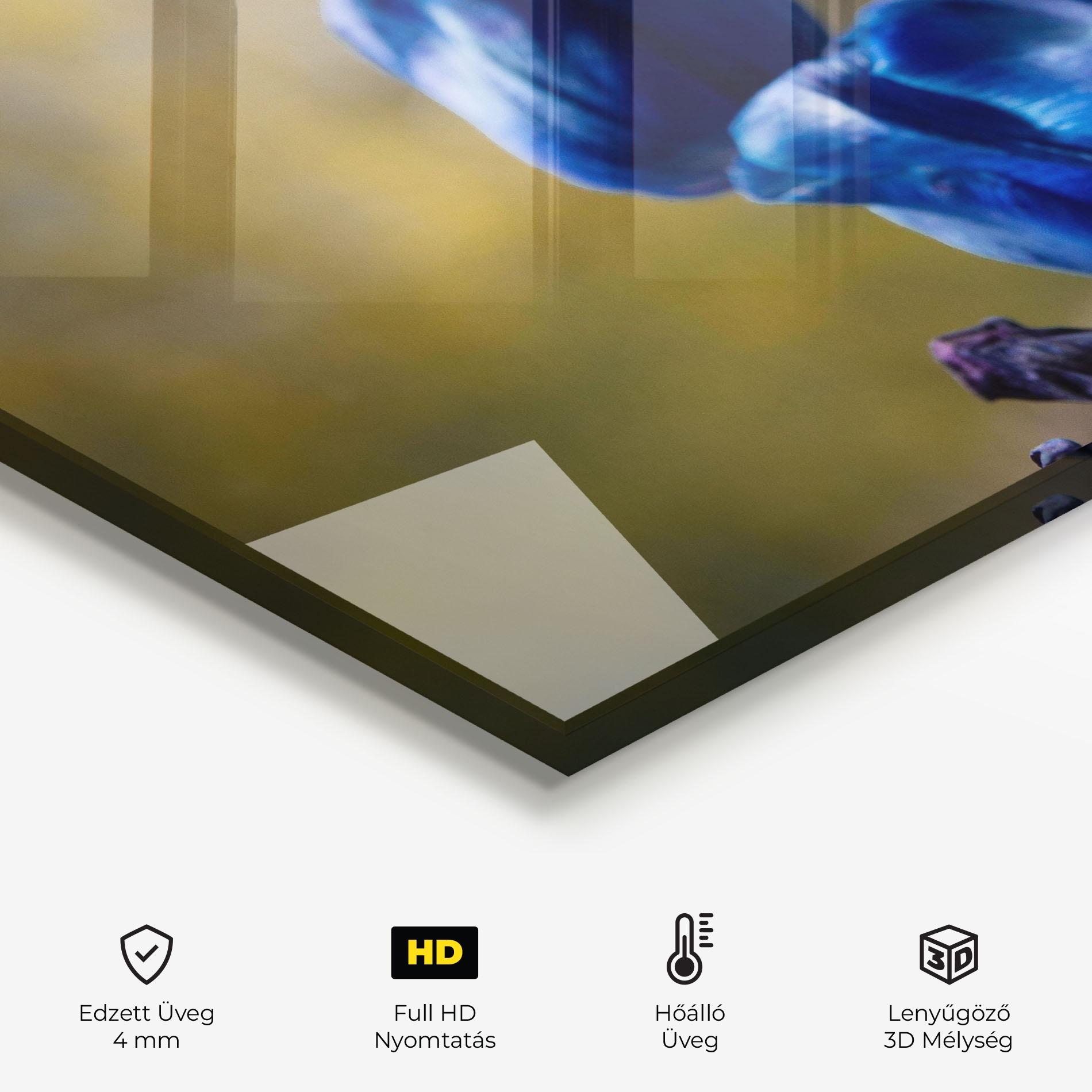 Konyhai üveg hátfal Blue Tulips mockup 2