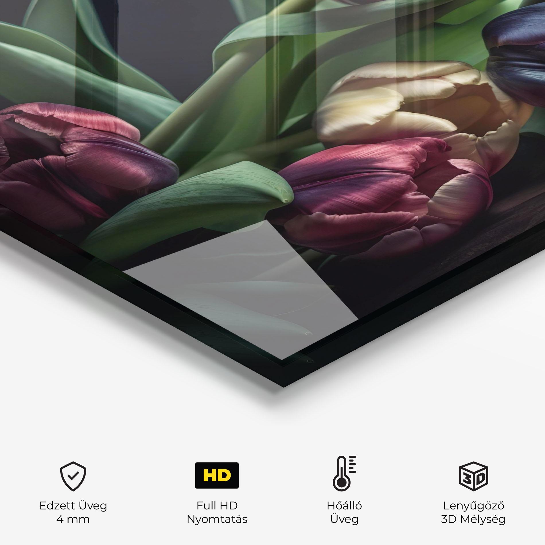 Konyhai üveg hátfal Dark Purple Tulip mockup 2