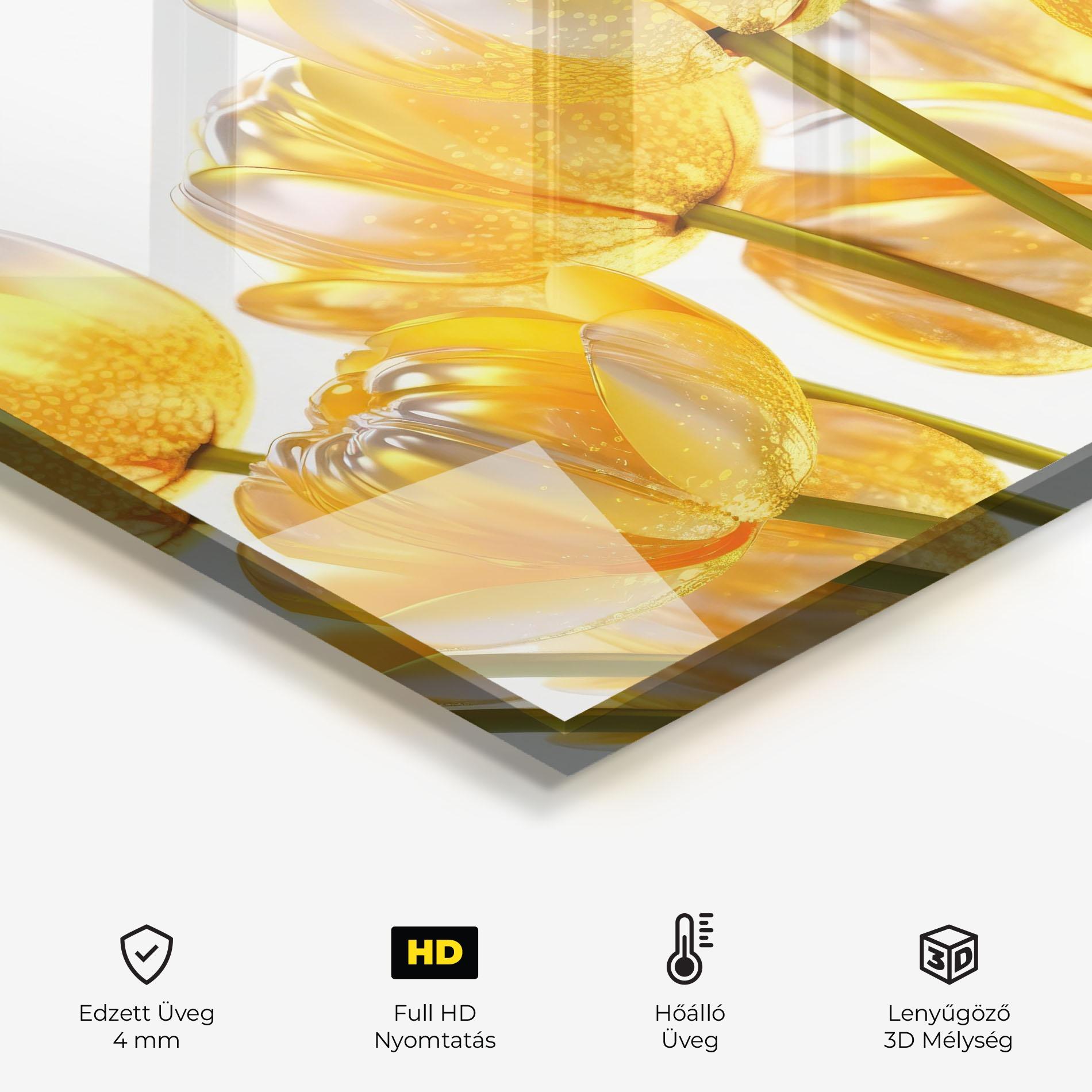 Konyhai üveg hátfal Gold White Tulips mockup 2