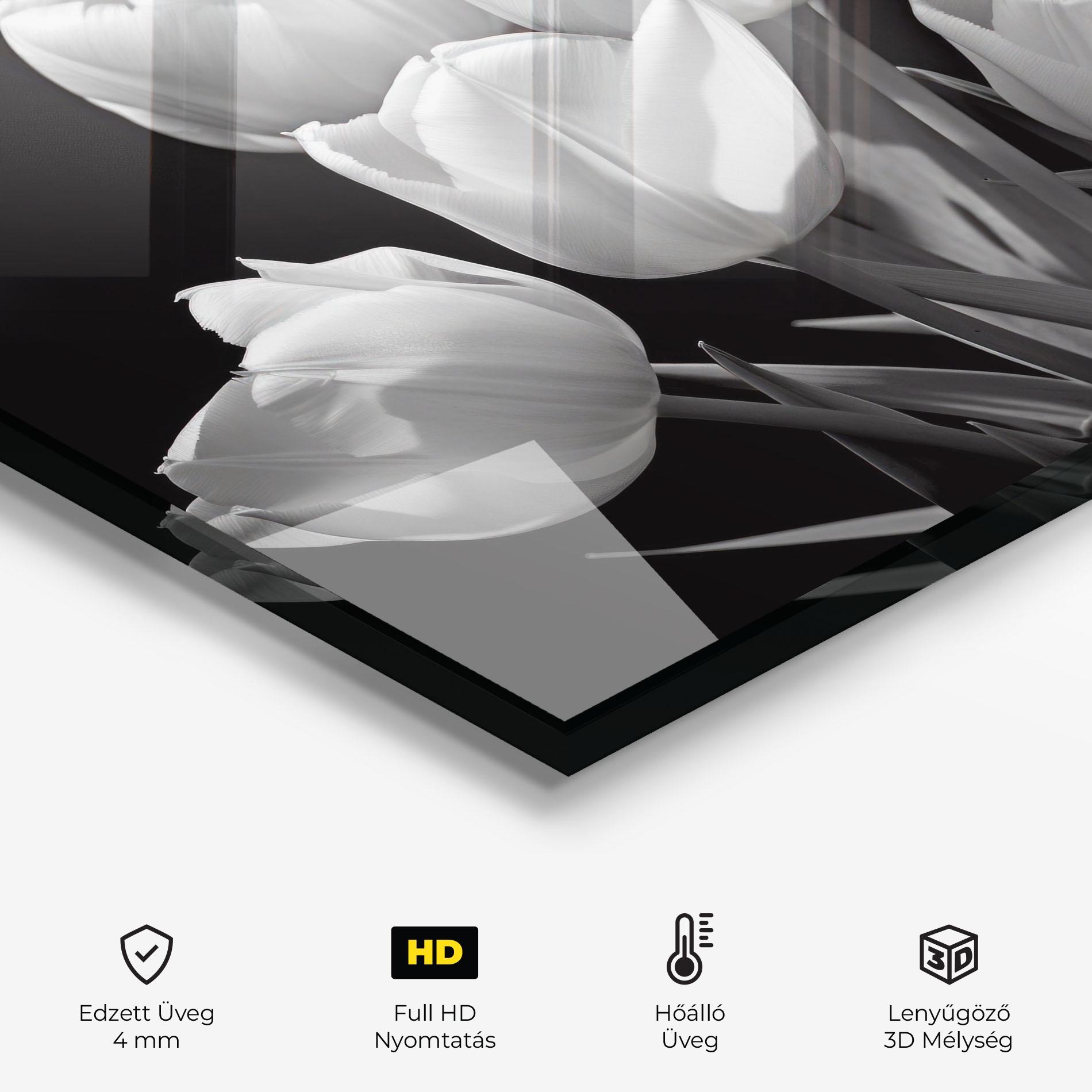 Konyhai üveg hátfal Light Grey Tulips mockup 2