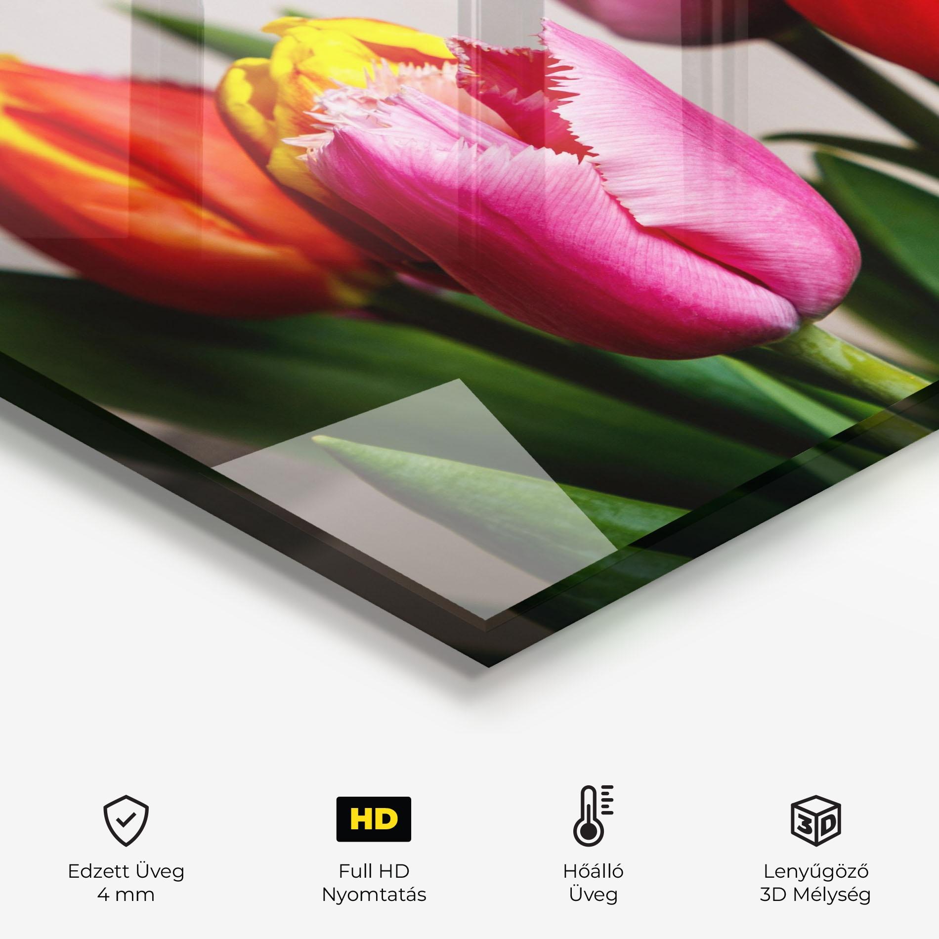 Konyhai üveg hátfal Pink Orange Tulips mockup 2