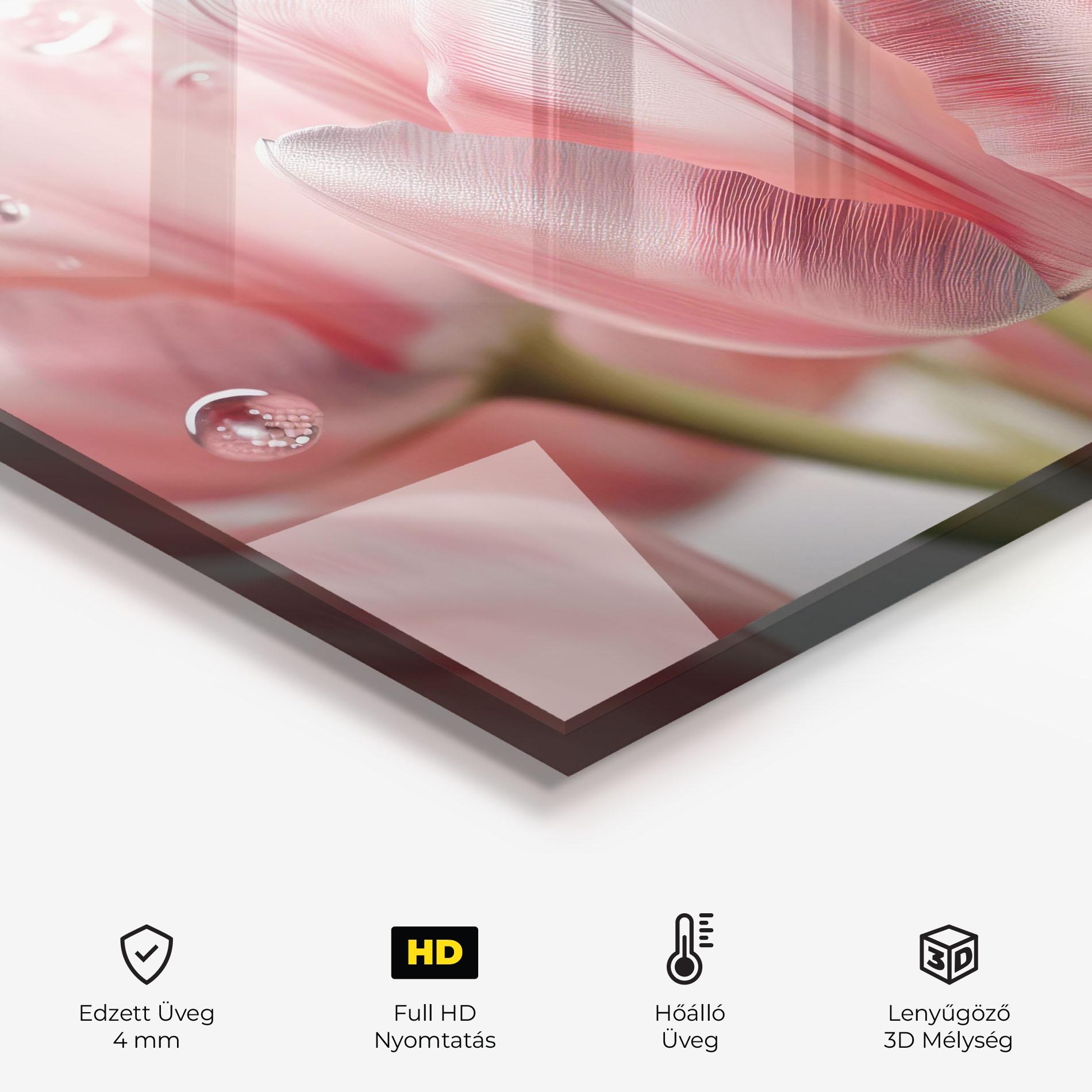 Konyhai üveg hátfal Pink Pretty Tulips mockup 2