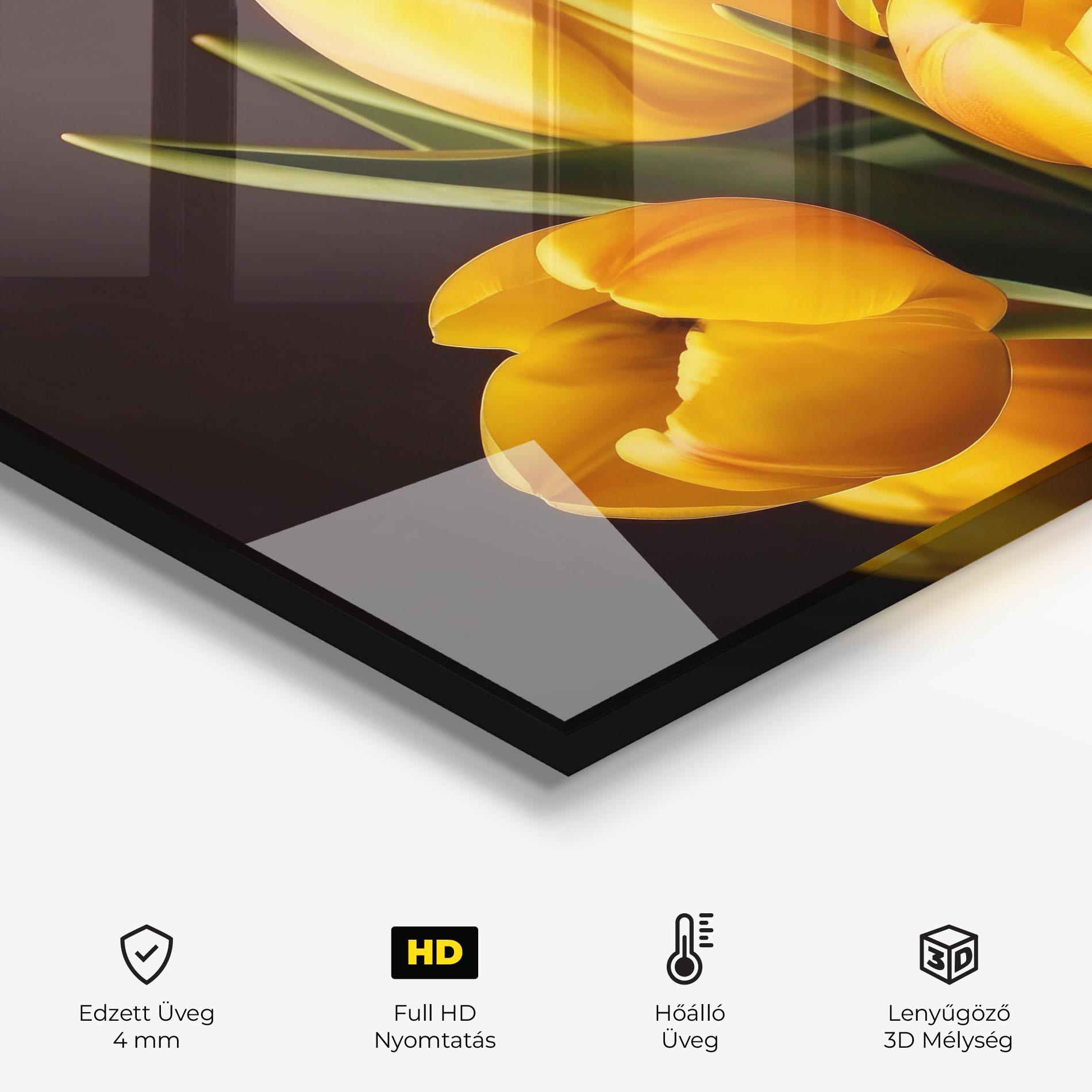 Konyhai üveg hátfal Strong Yellow Tulips mockup 2