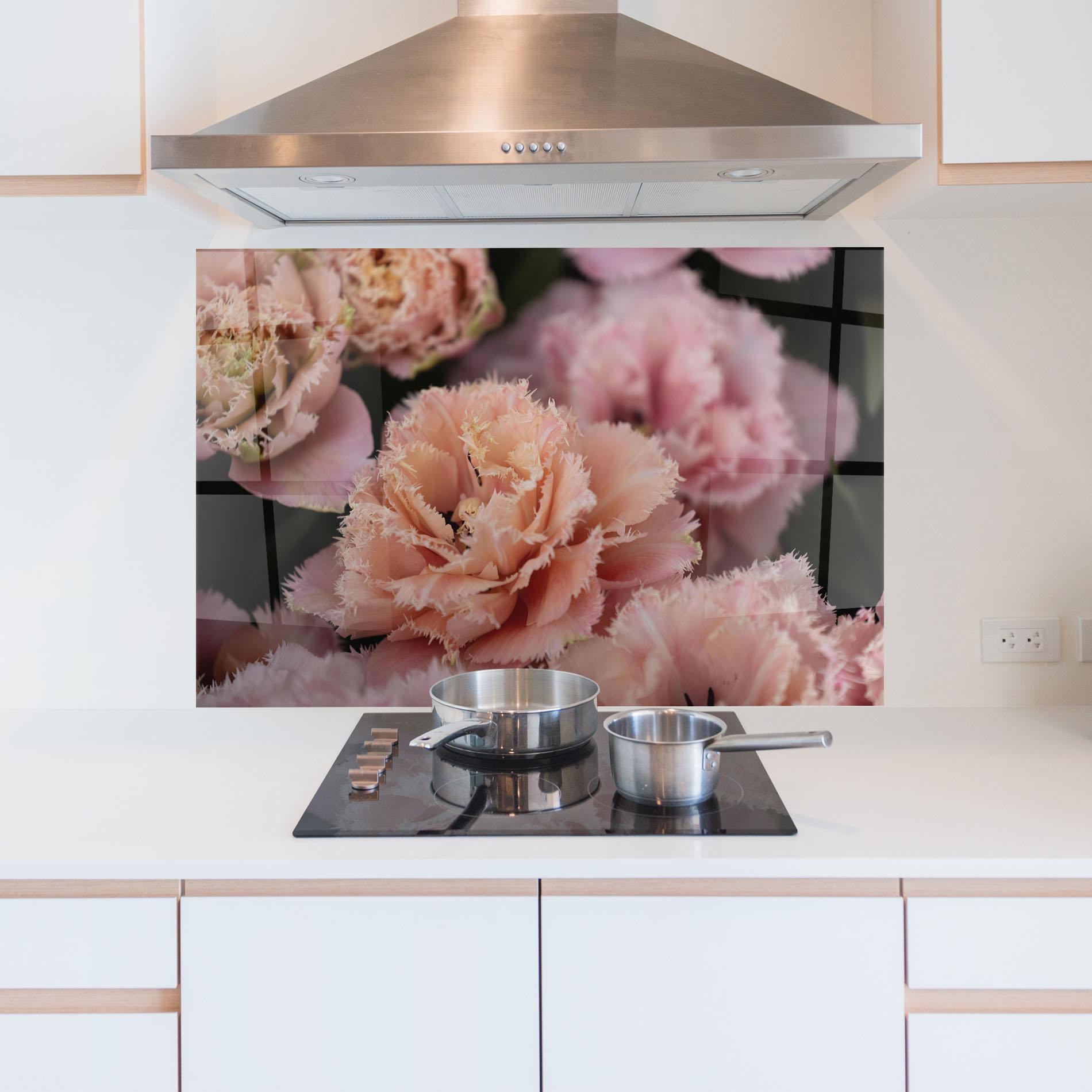 Konyhai üveg hátfal Pastel Fringed Tulips mockup 5