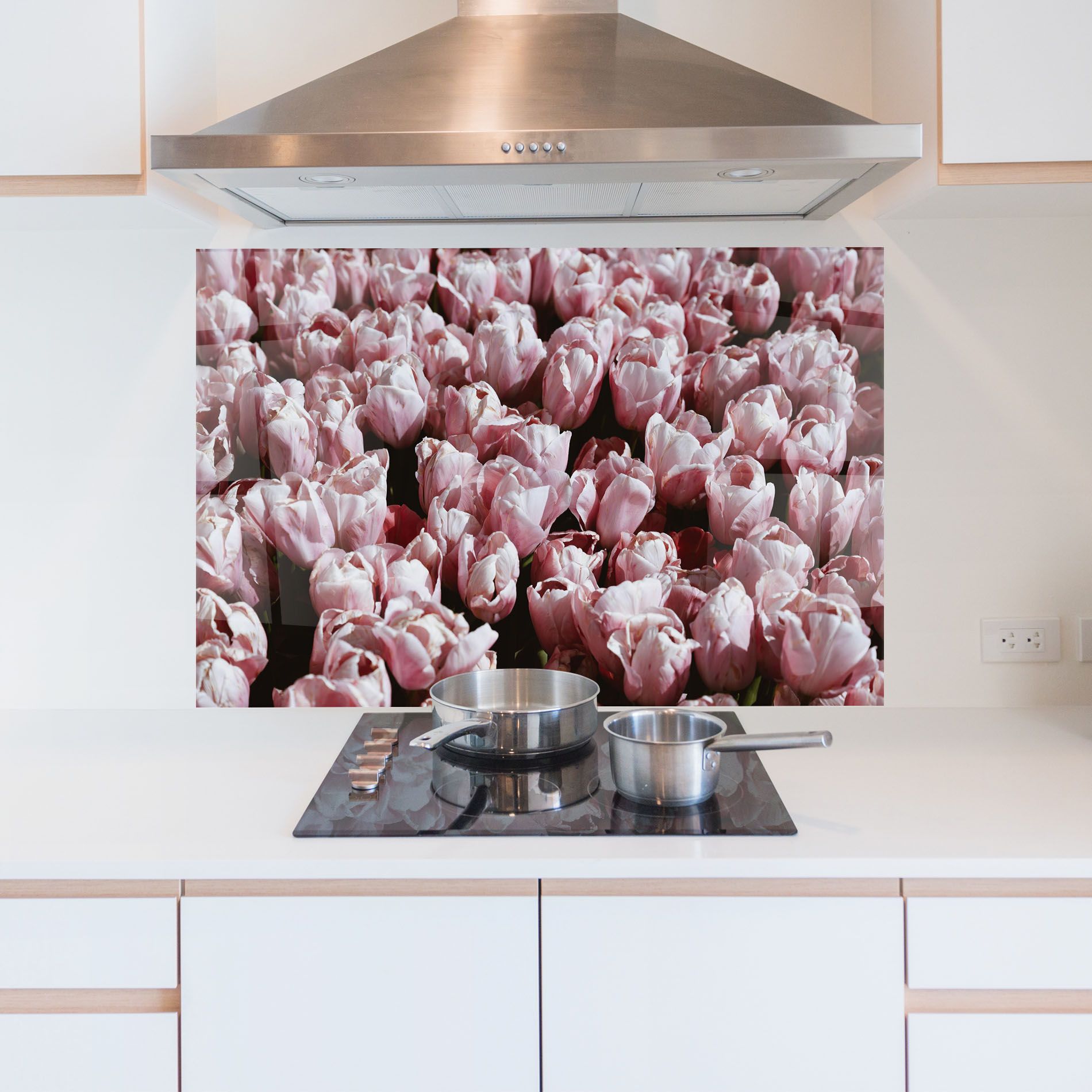 Pastel Pink Tulips Wall mockup 5